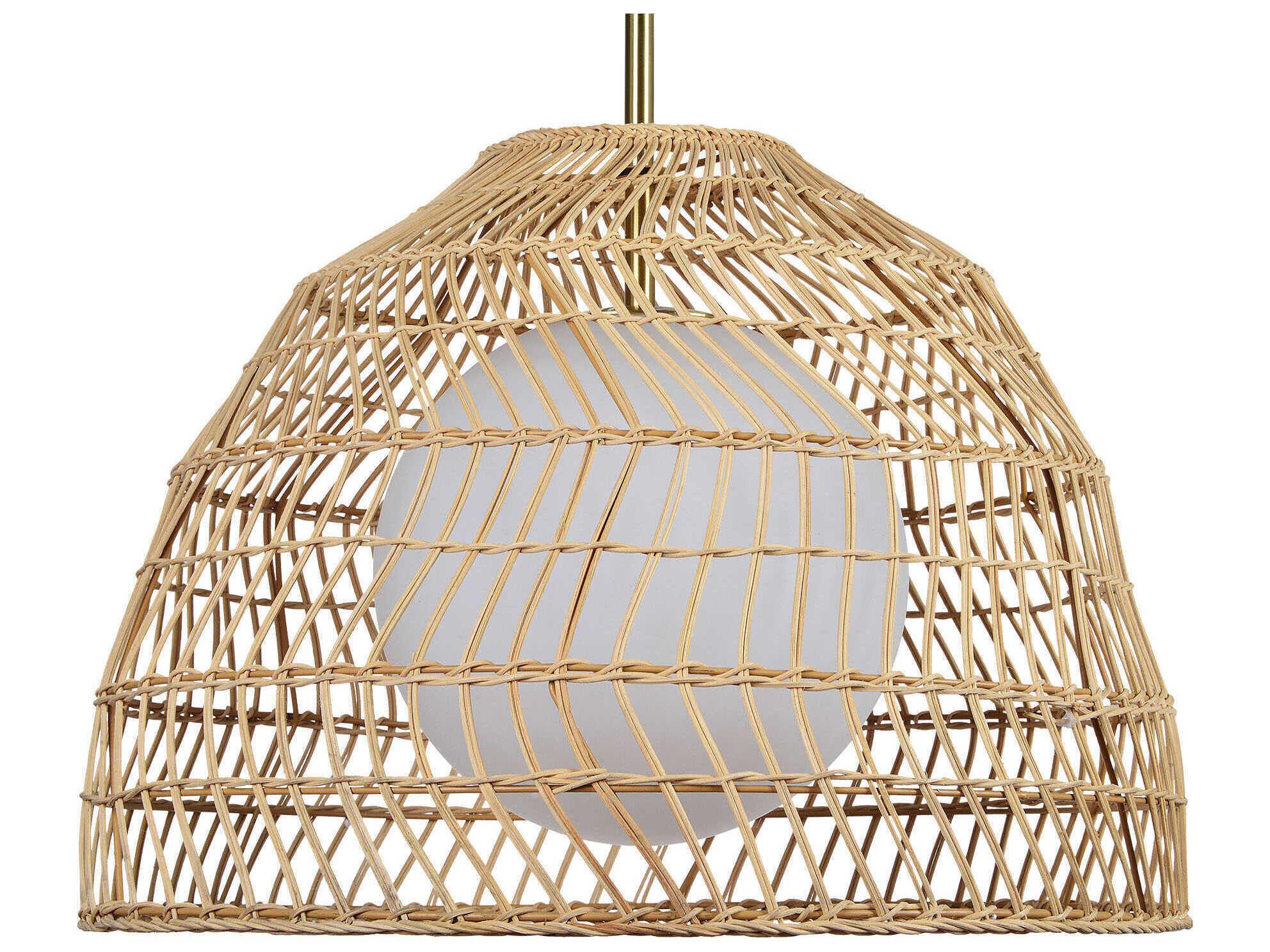 Renwil Palm 1-Light Plated Satin Brass Brown Pendant