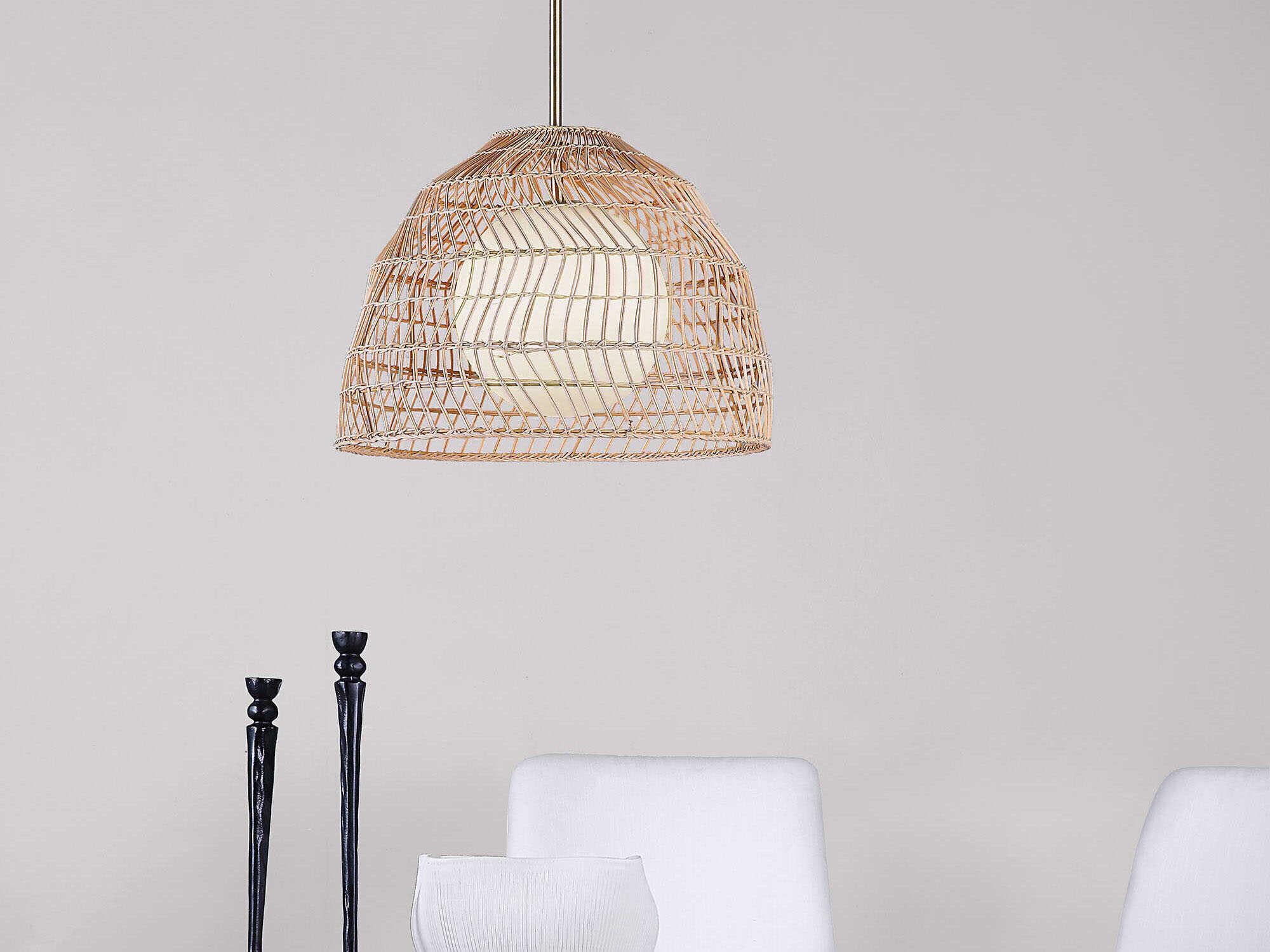 Renwil Palm 1-Light Plated Satin Brass Brown Pendant