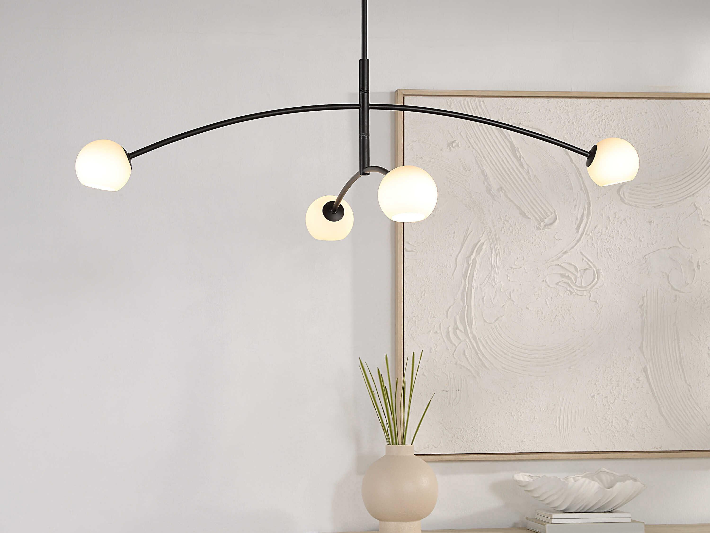 Renwil Nube 4-Light Matte Black Globe Tiered Chandelier