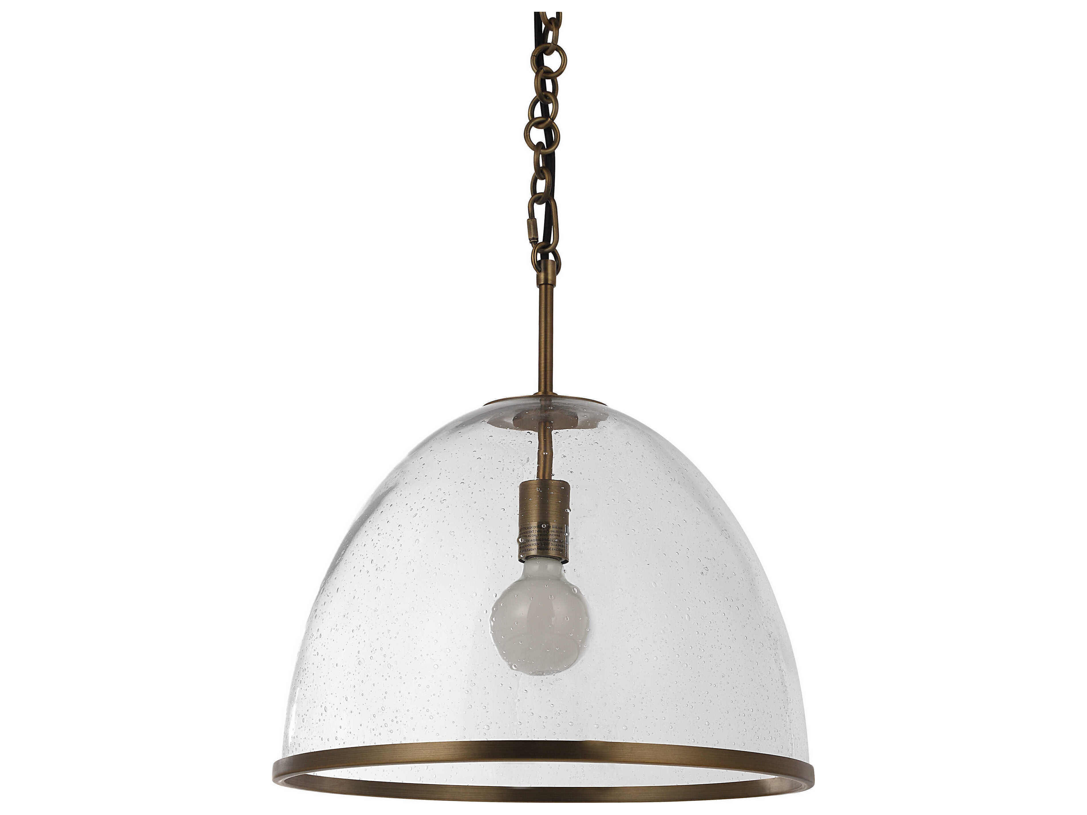 Renwil Dianella 1-Light Plated Dark Antique Brushed Brass Clear Pendant