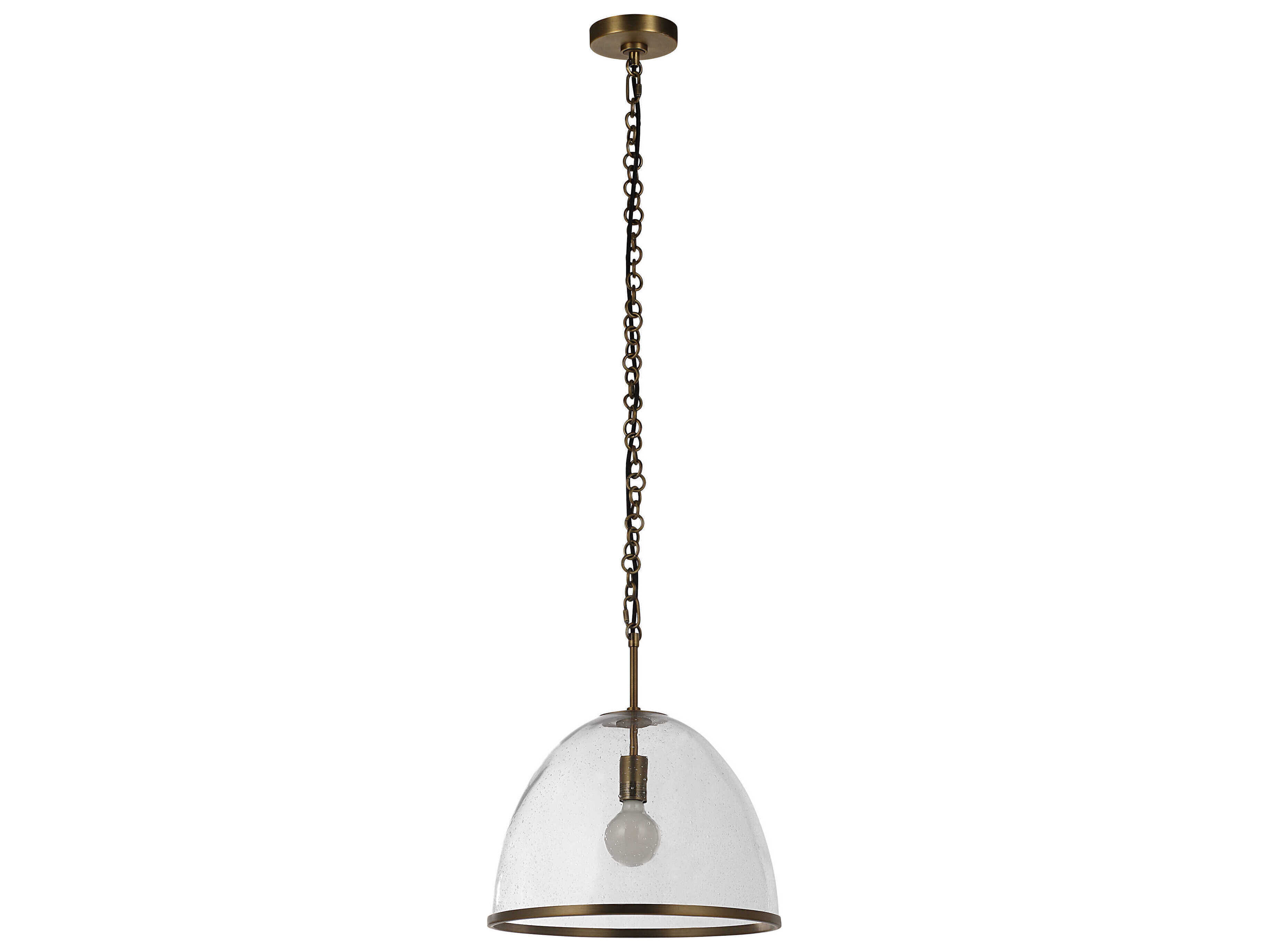 Renwil Dianella 1-Light Plated Dark Antique Brushed Brass Clear Pendant