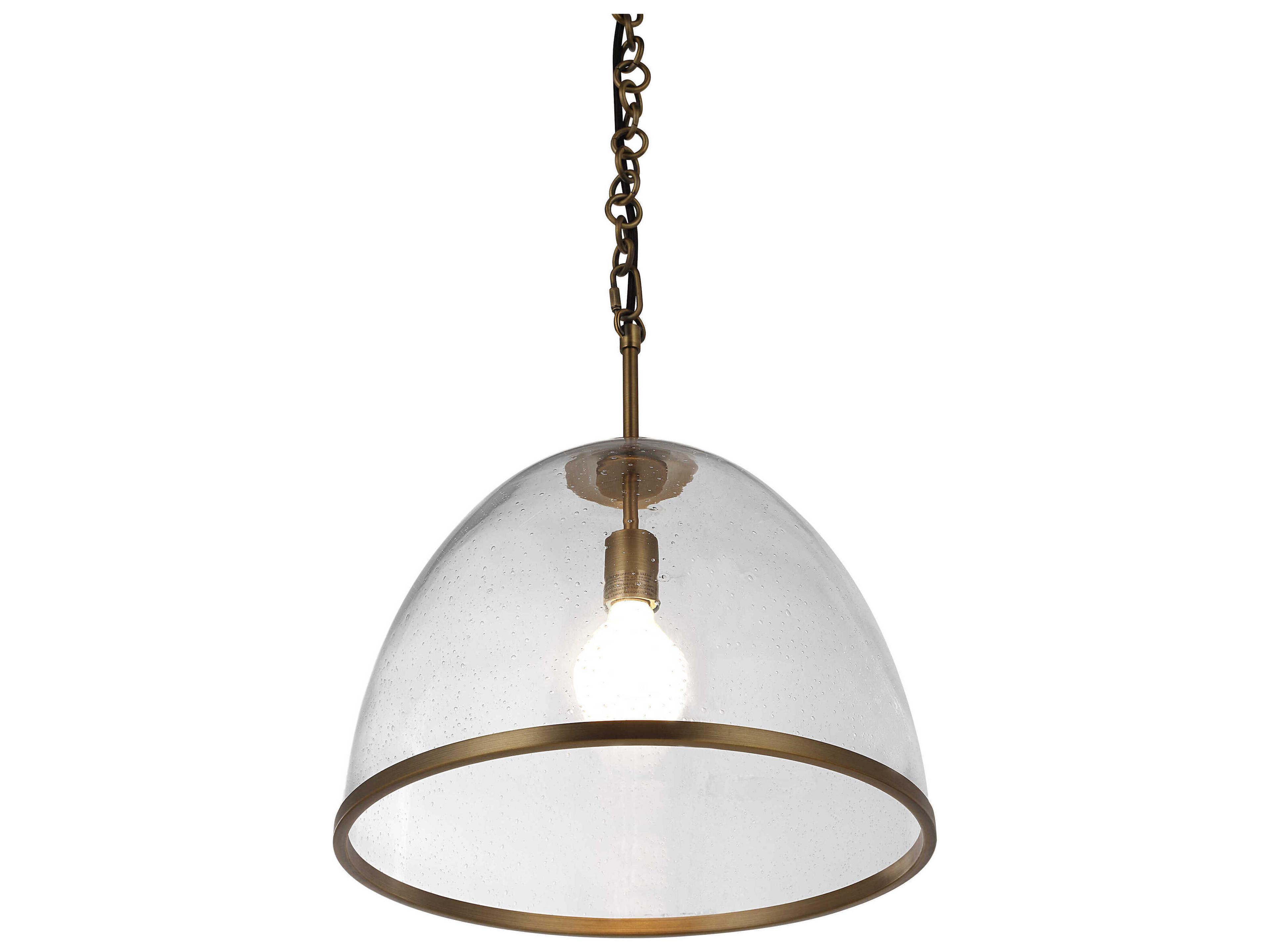 Renwil Dianella 1-Light Plated Dark Antique Brushed Brass Clear Pendant