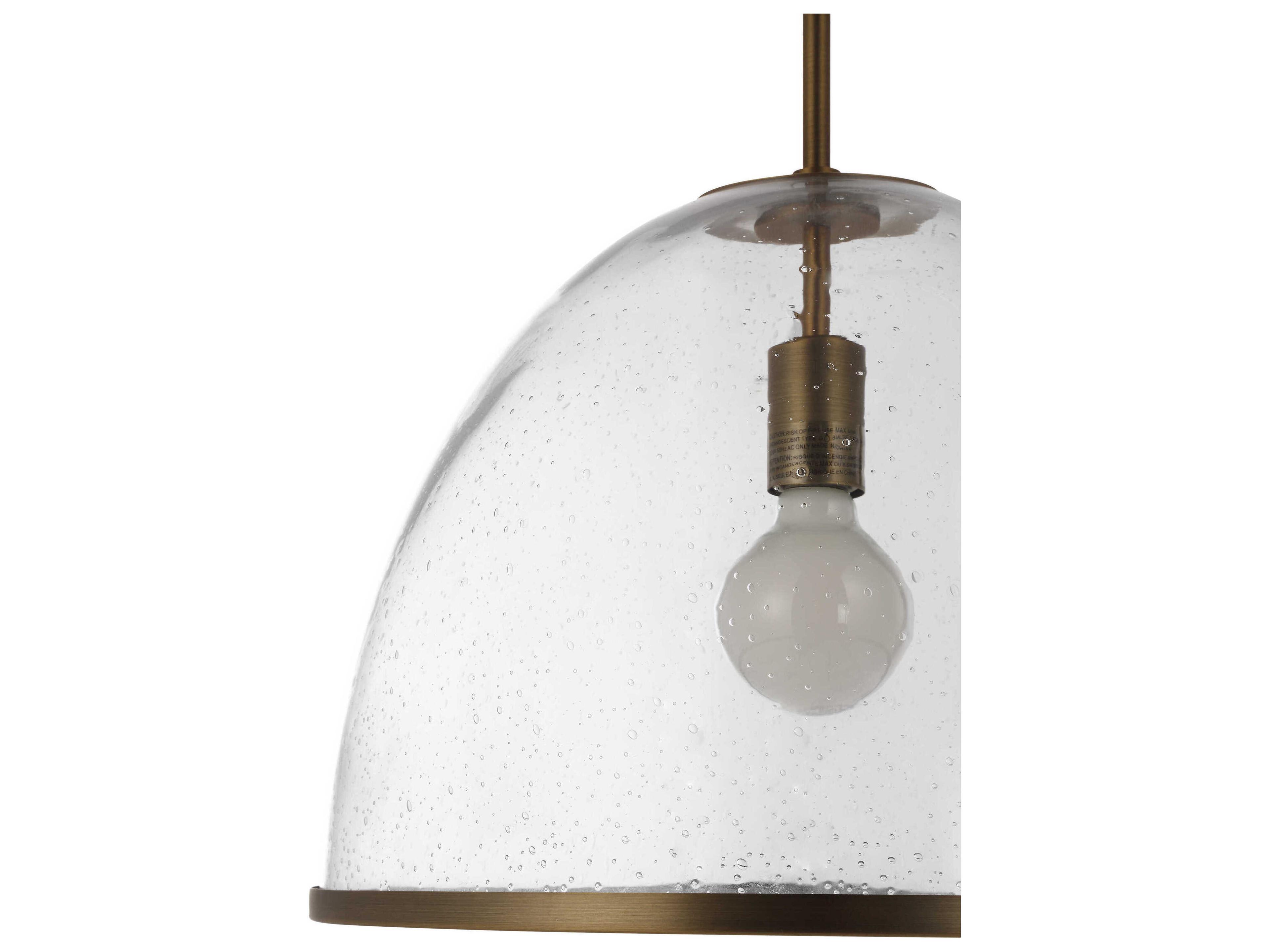 Renwil Dianella 1-Light Plated Dark Antique Brushed Brass Clear Pendant