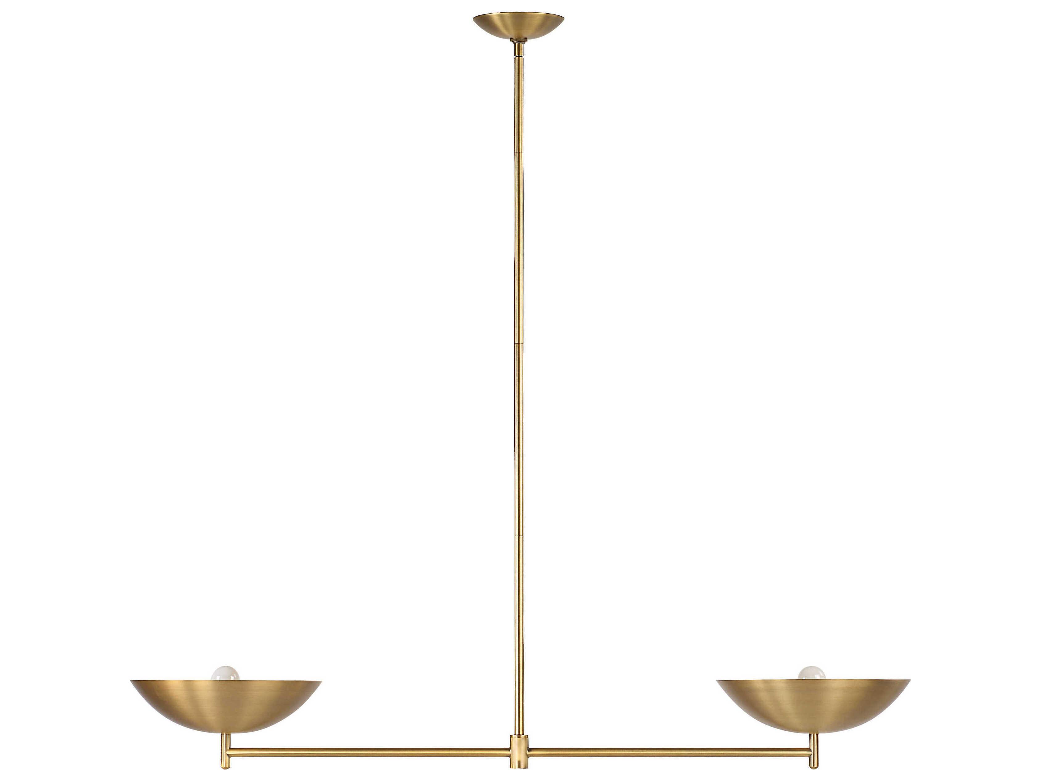 Renwil Waxlow 2-Light Plated Dark Antique Brushed Brass Linear Island Pendant