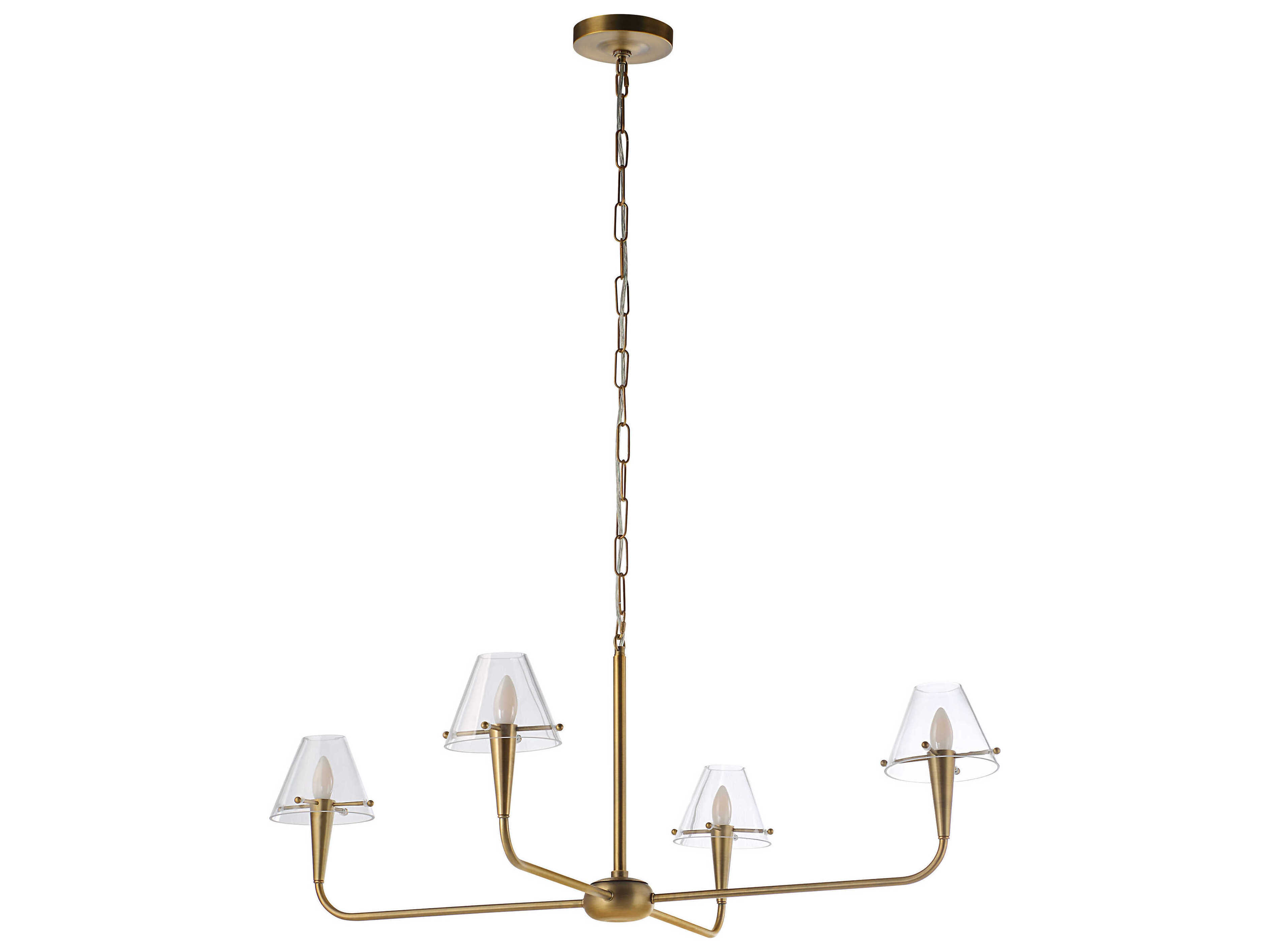 Renwil Maite 4-Light Plated Dark Antique Brushed Brass Candelabra Chandelier