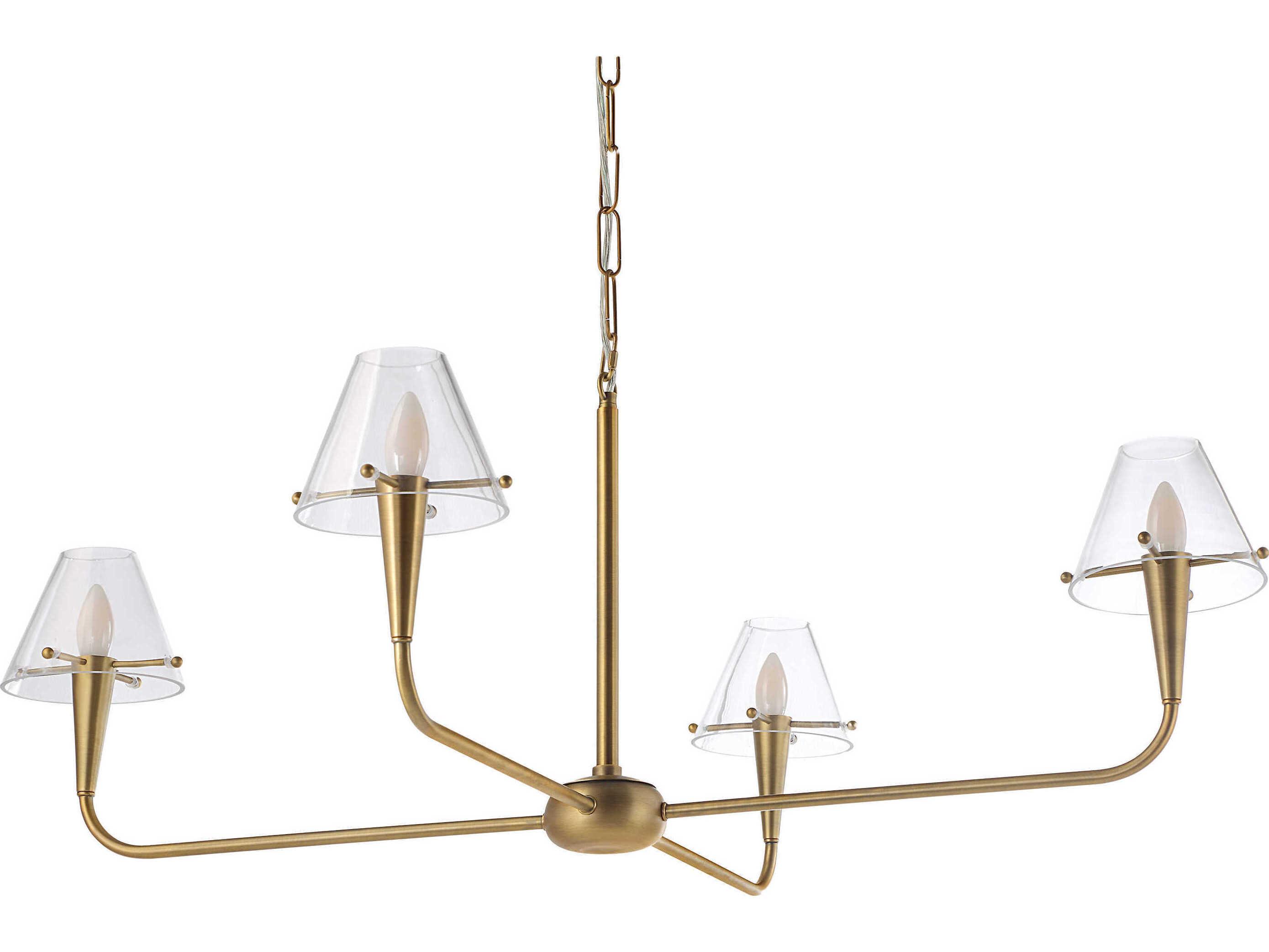 Renwil Maite 4-Light Plated Dark Antique Brushed Brass Candelabra Chandelier