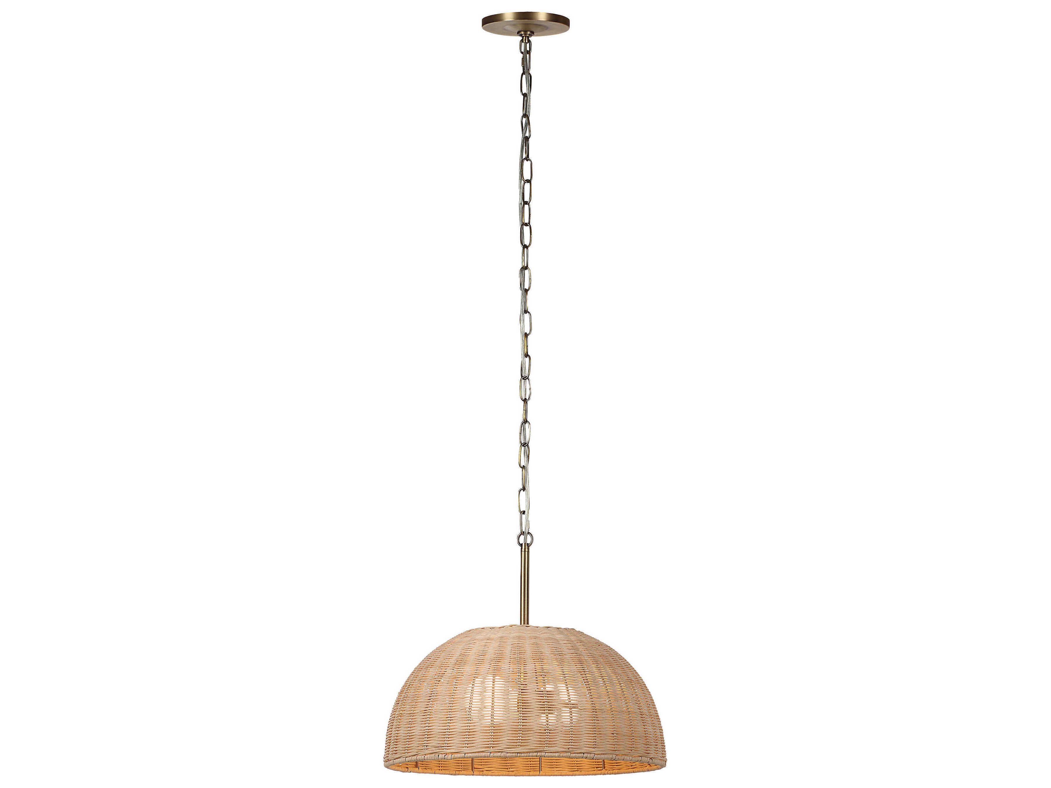 Renwil Ciara 2-Light Plated Dark Antique Brushed Brass Dome Pendant