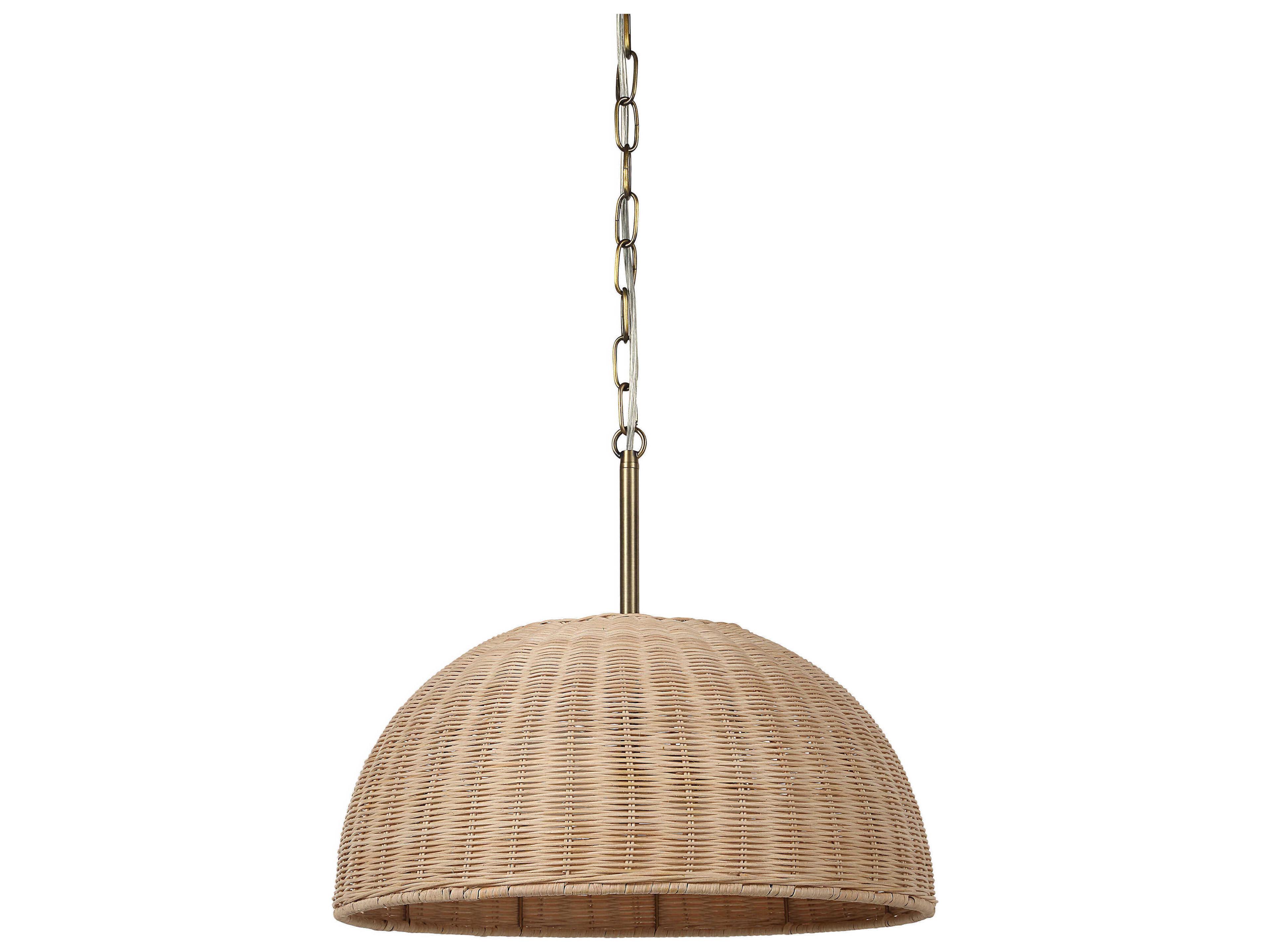 Renwil Ciara 2-Light Plated Dark Antique Brushed Brass Dome Pendant