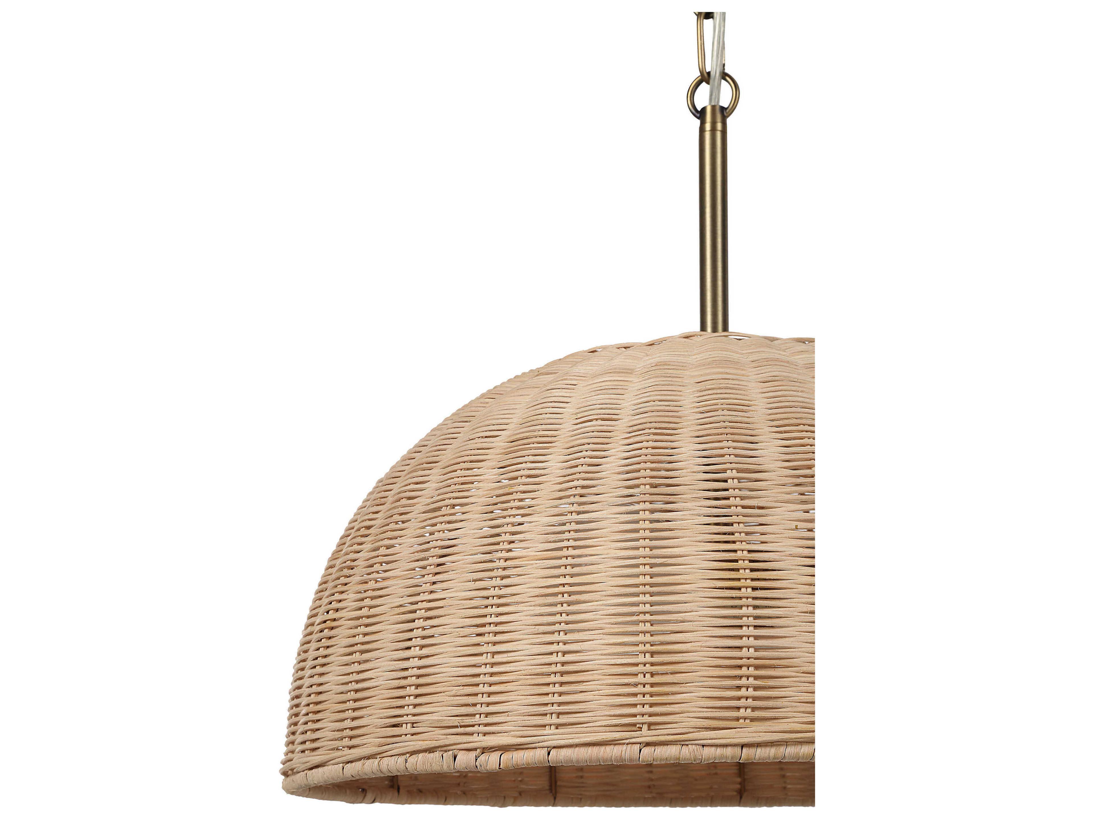 Renwil Ciara 2-Light Plated Dark Antique Brushed Brass Dome Pendant