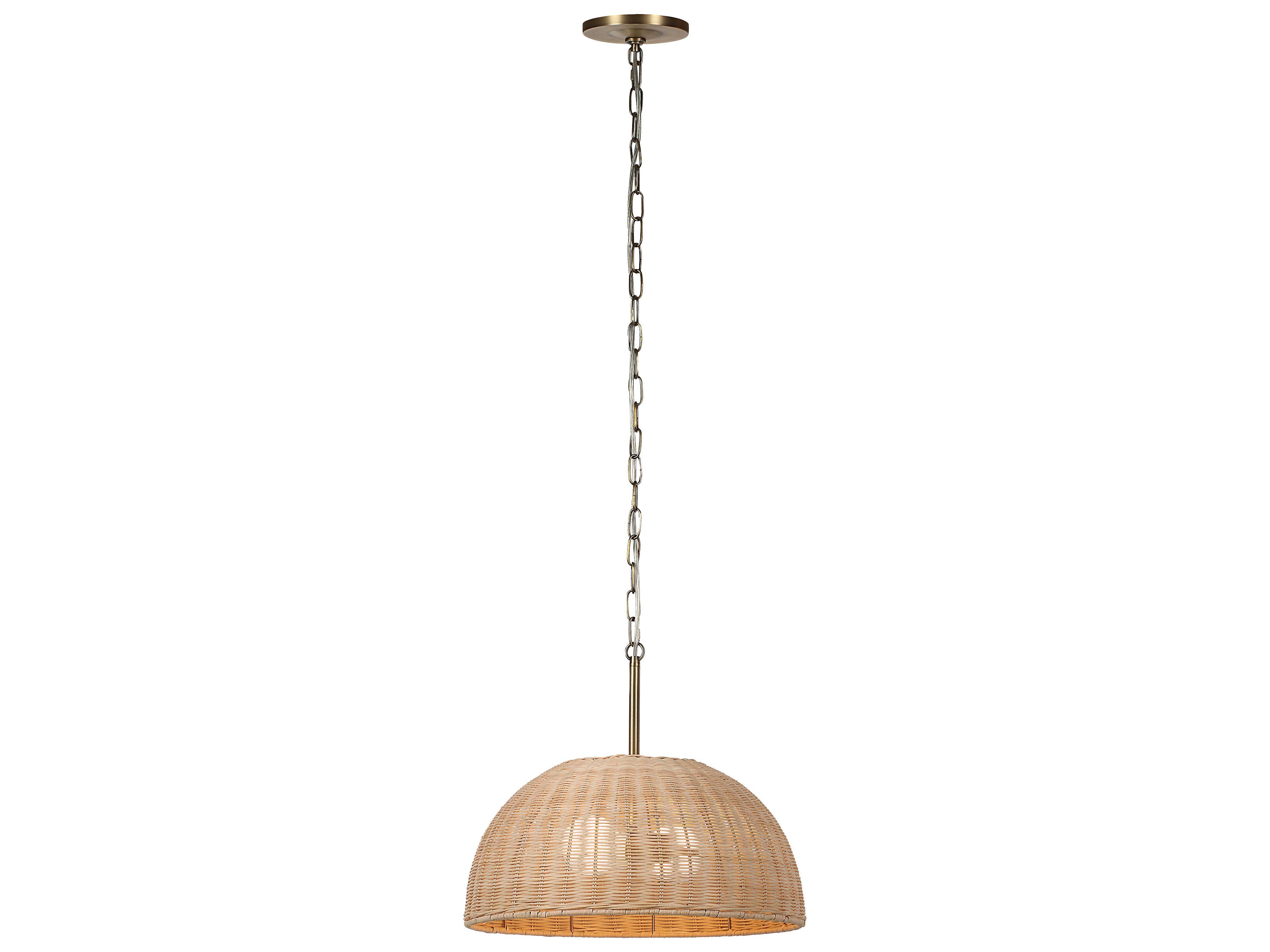 Renwil Ciara 2-Light Plated Dark Antique Brushed Brass Dome Pendant