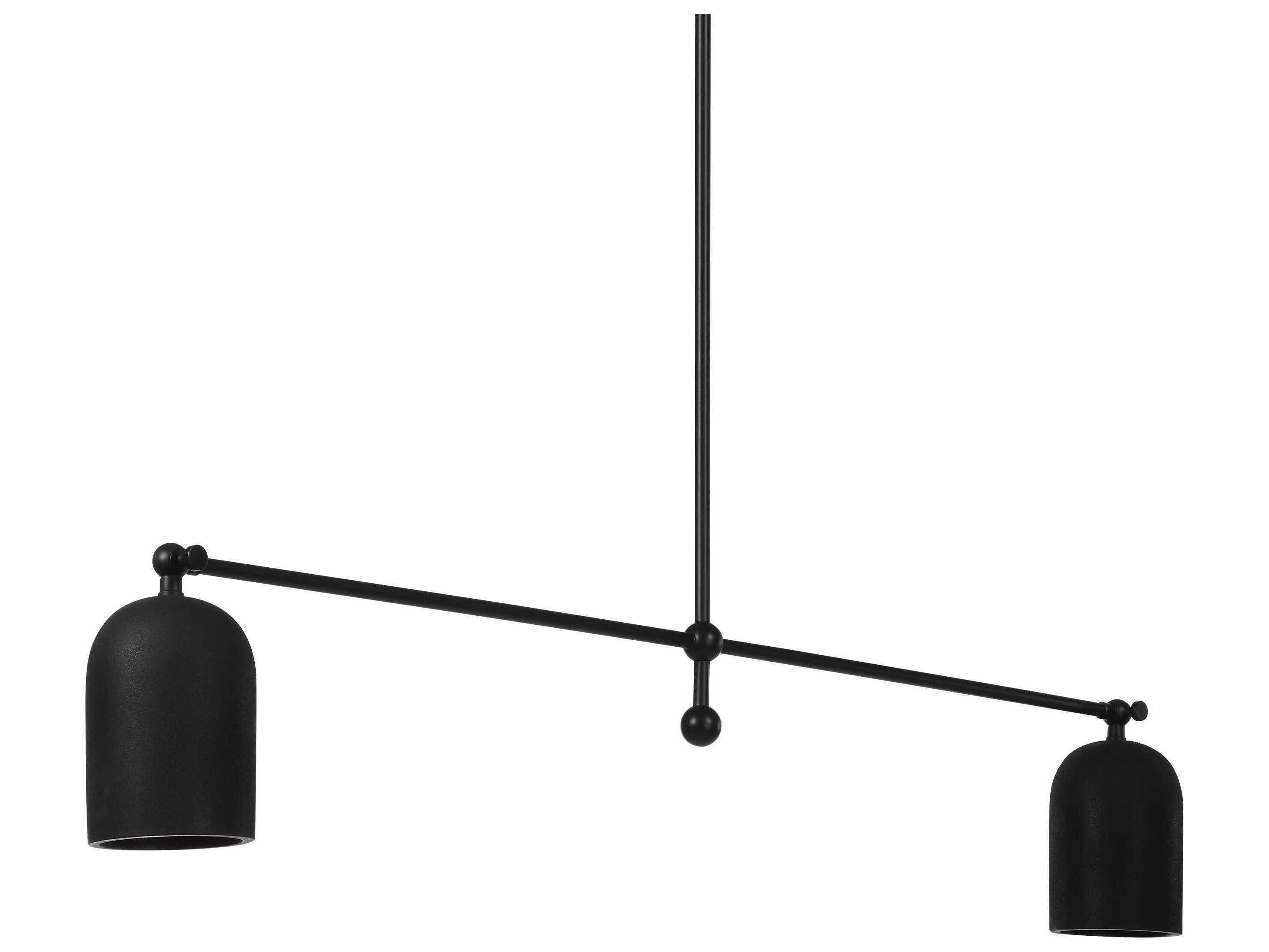 Renwil Saskia 2-Light Painted Matte Black Linear Island Pendant