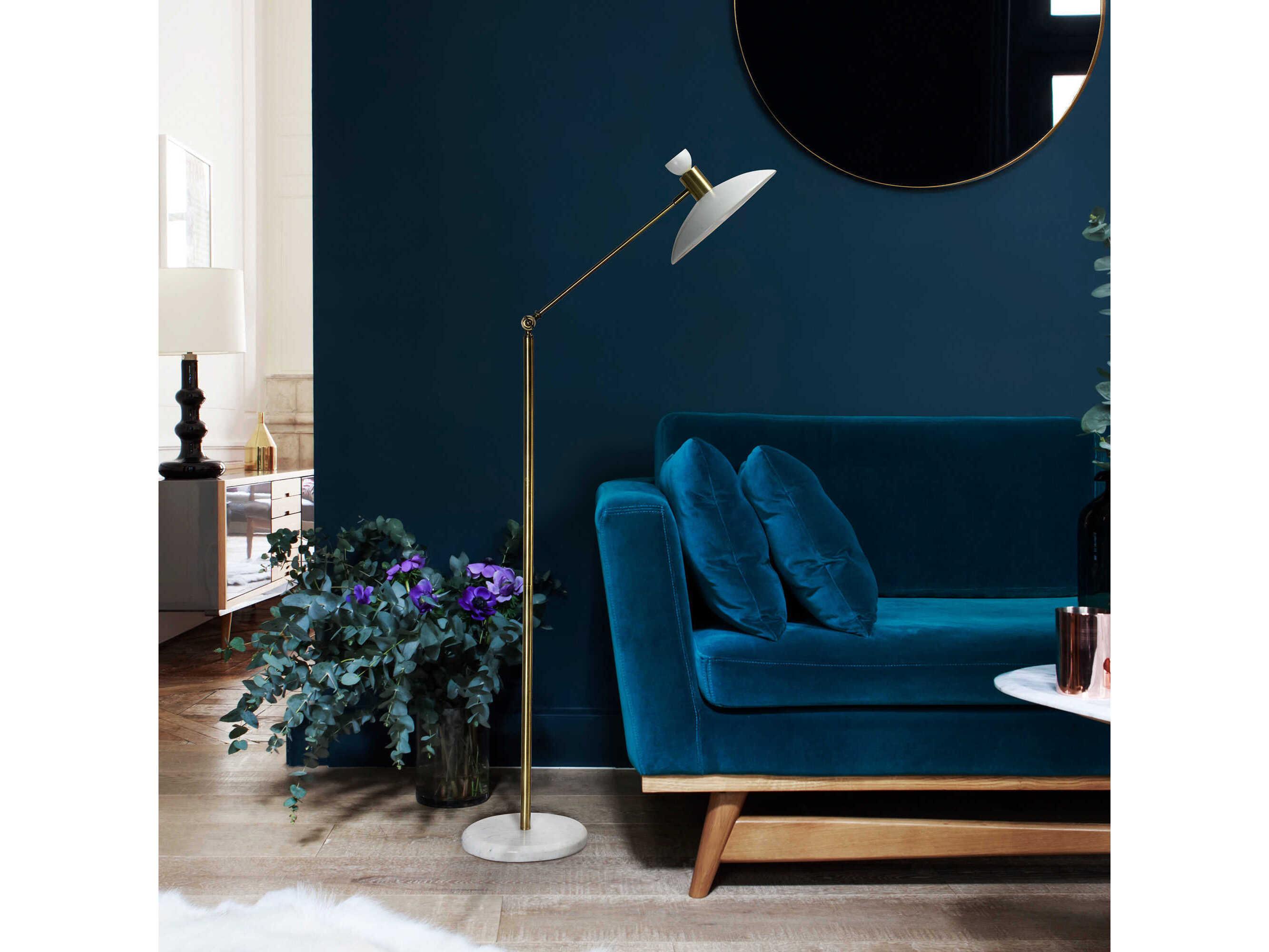 Renwil Troilus Brass White Metal Floor Lamp