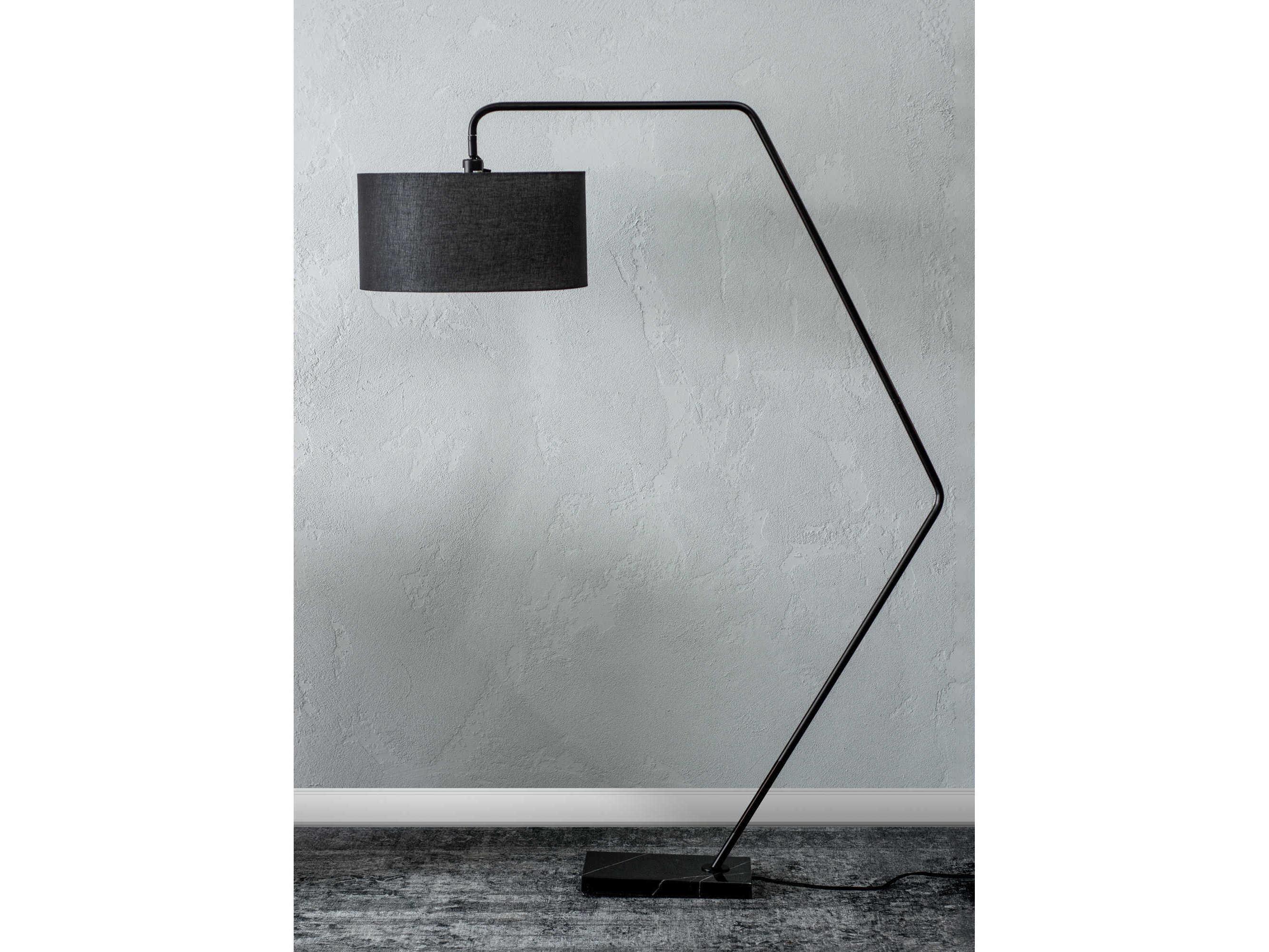 Renwil Penelin Matte Black Linen Floor Lamp