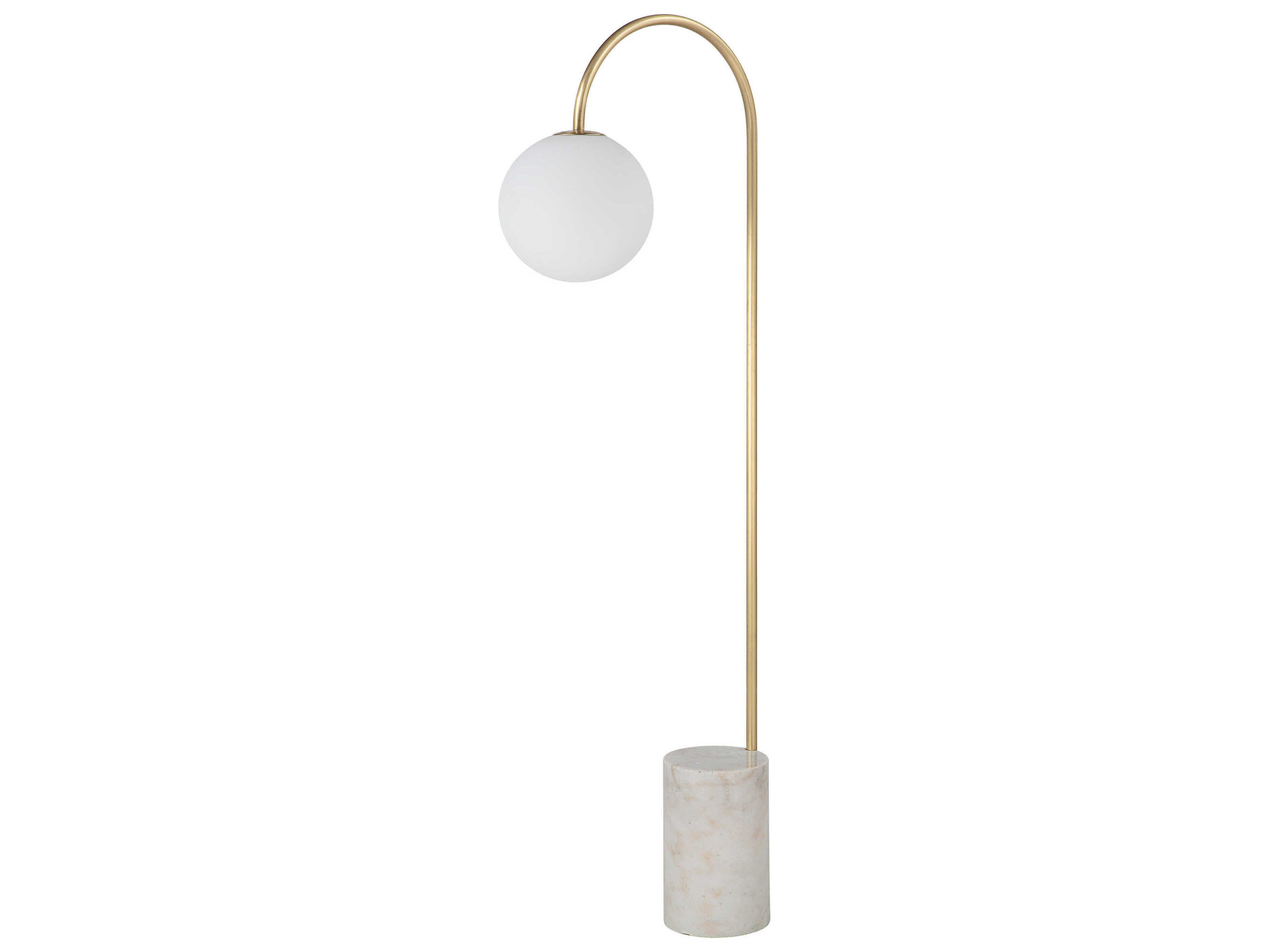 Renwil Merlot Satin Brass Etched White Glass Floor Lamp