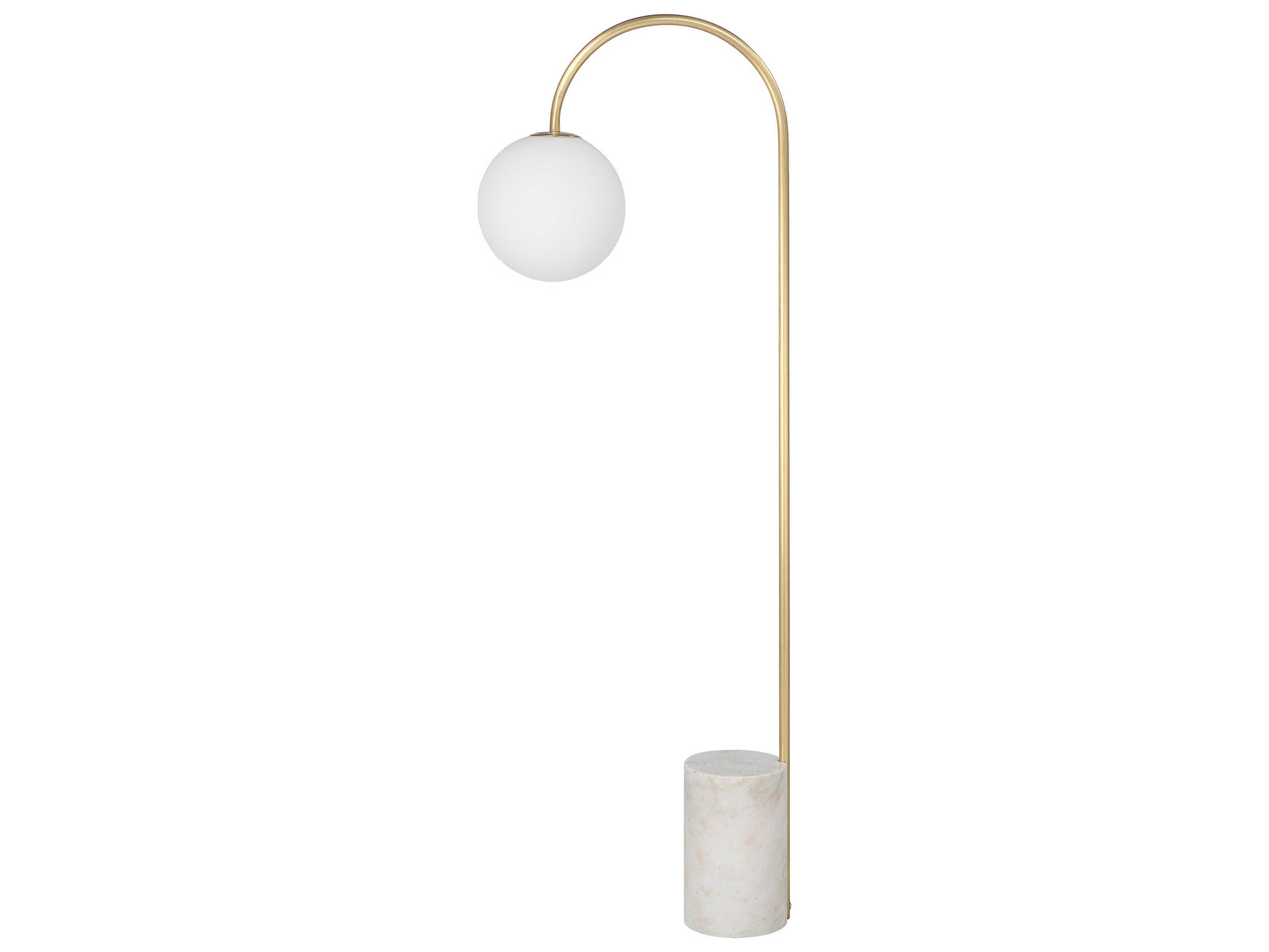 Renwil Merlot Satin Brass Etched White Glass Floor Lamp