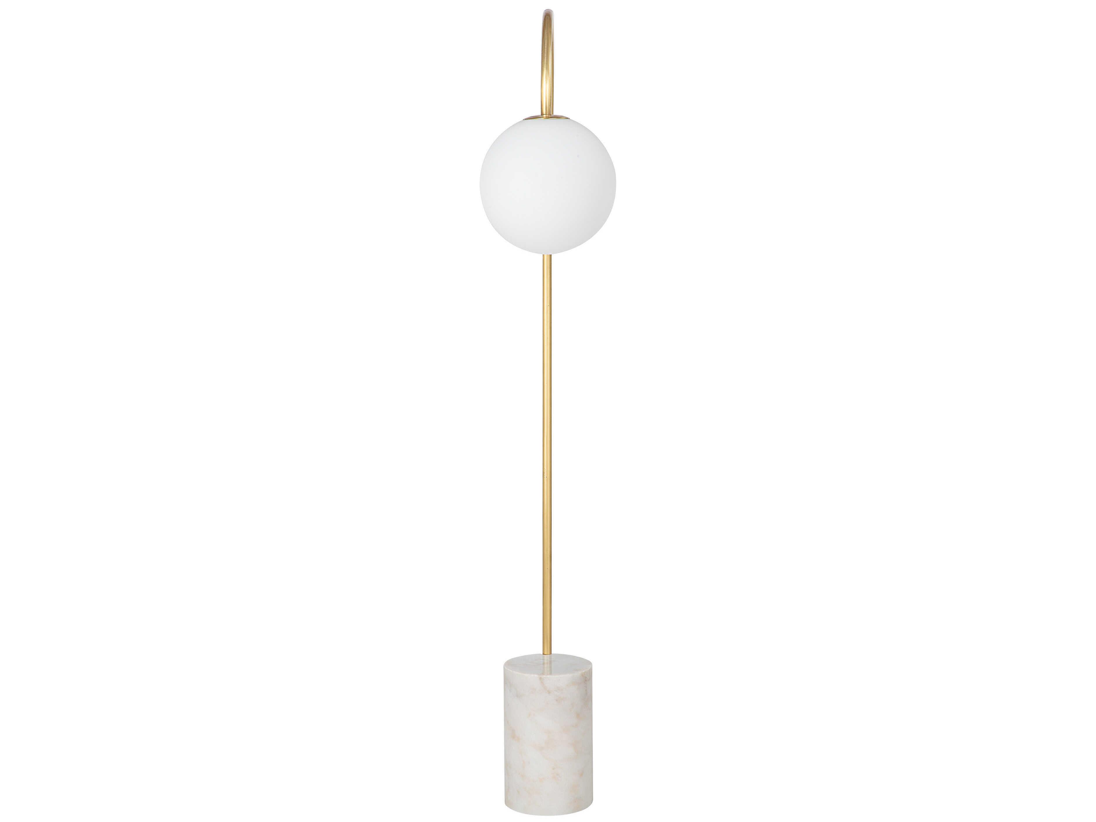 Renwil Merlot Satin Brass Etched White Glass Floor Lamp