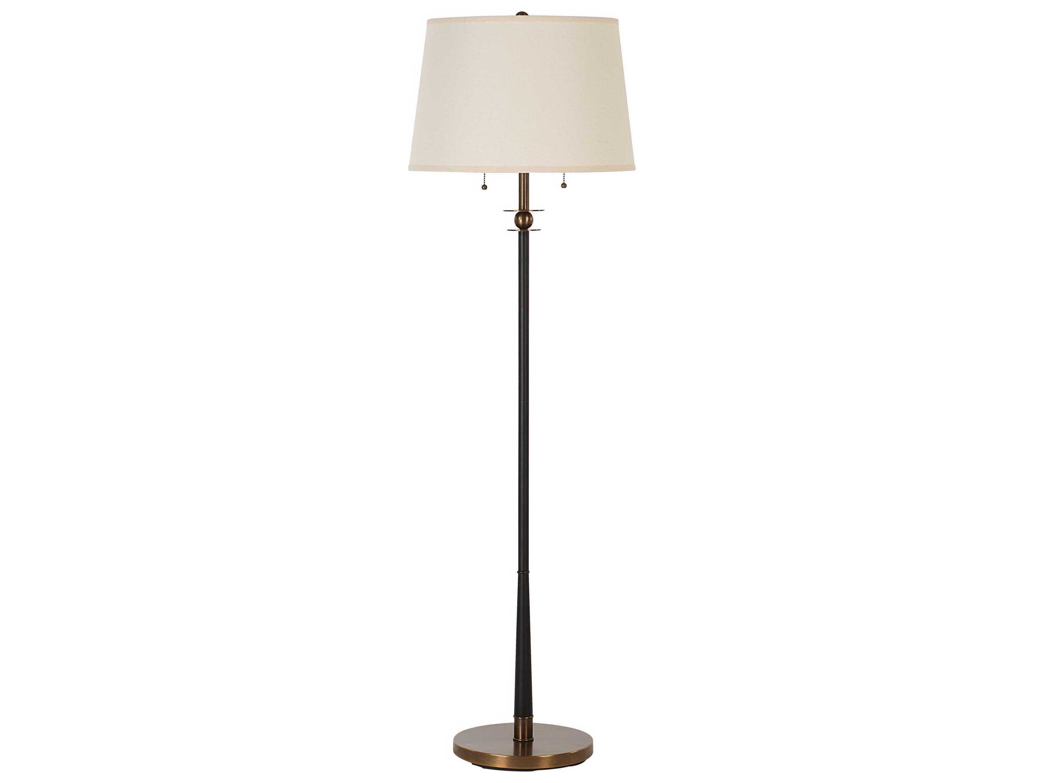Renwil Alban Powder Coated Matte Black Beige Linen Floor Lamp