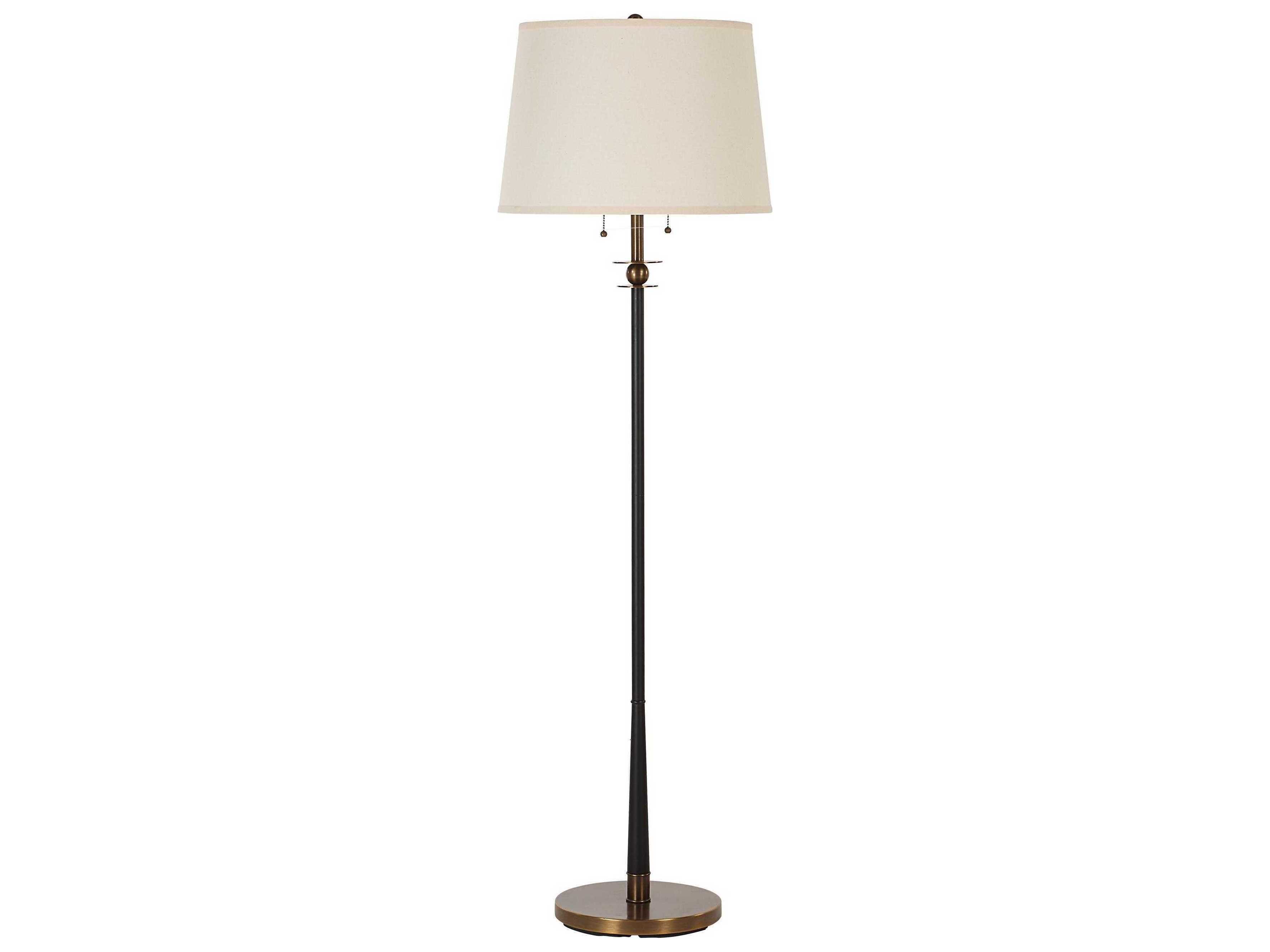 Renwil Alban Powder Coated Matte Black Beige Linen Floor Lamp