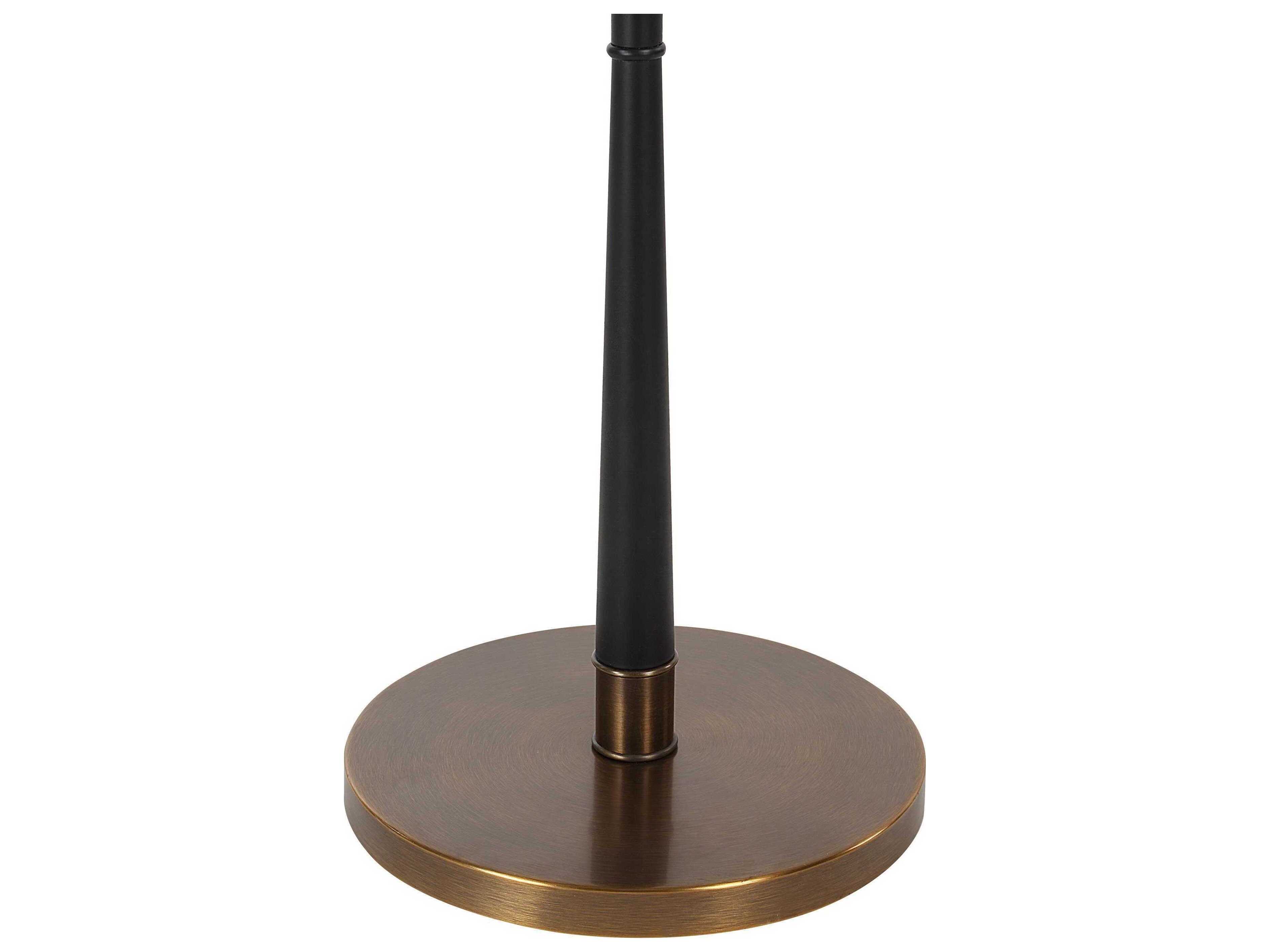 Renwil Alban Powder Coated Matte Black Beige Linen Floor Lamp