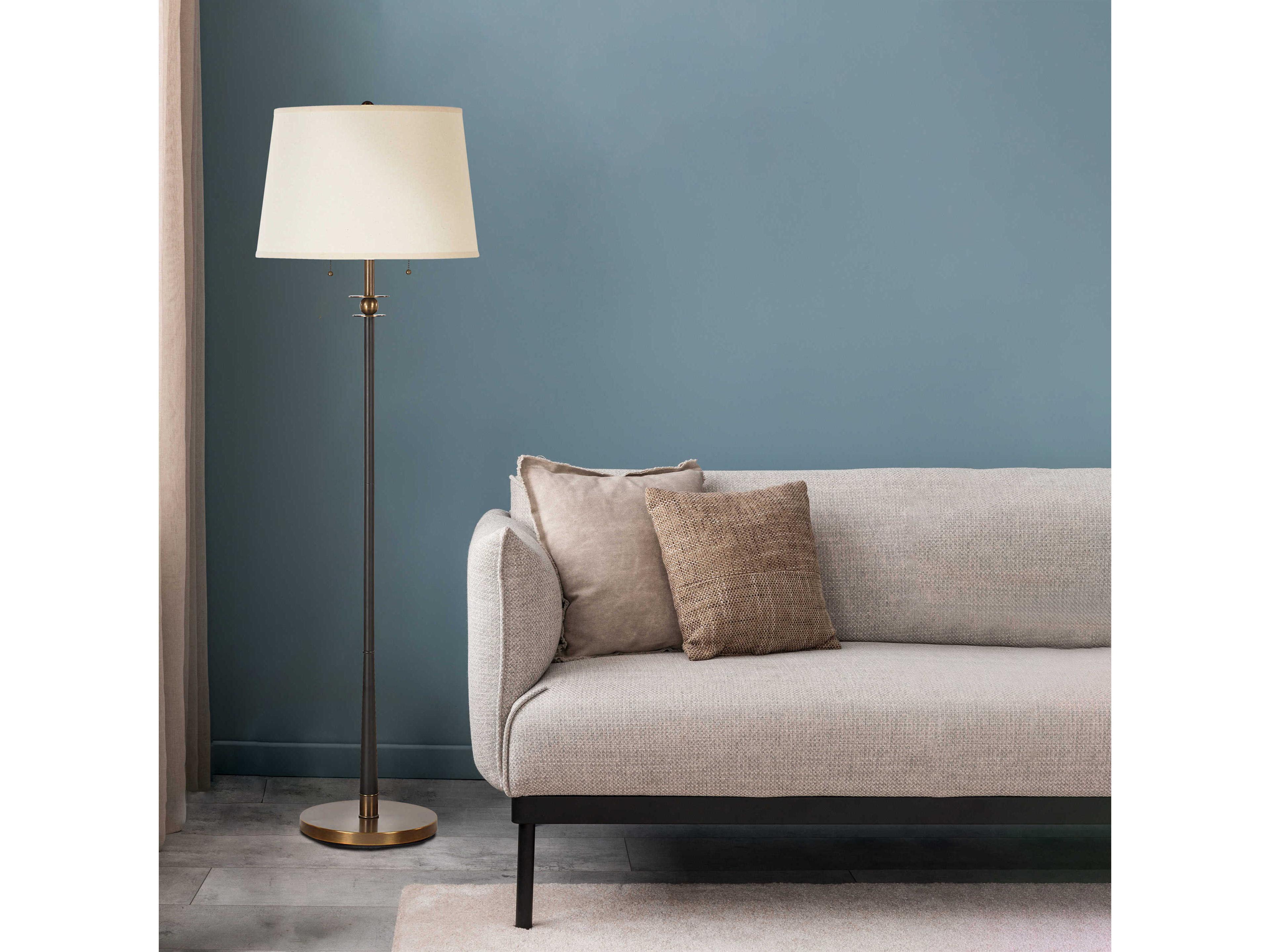 Renwil Alban Powder Coated Matte Black Beige Linen Floor Lamp