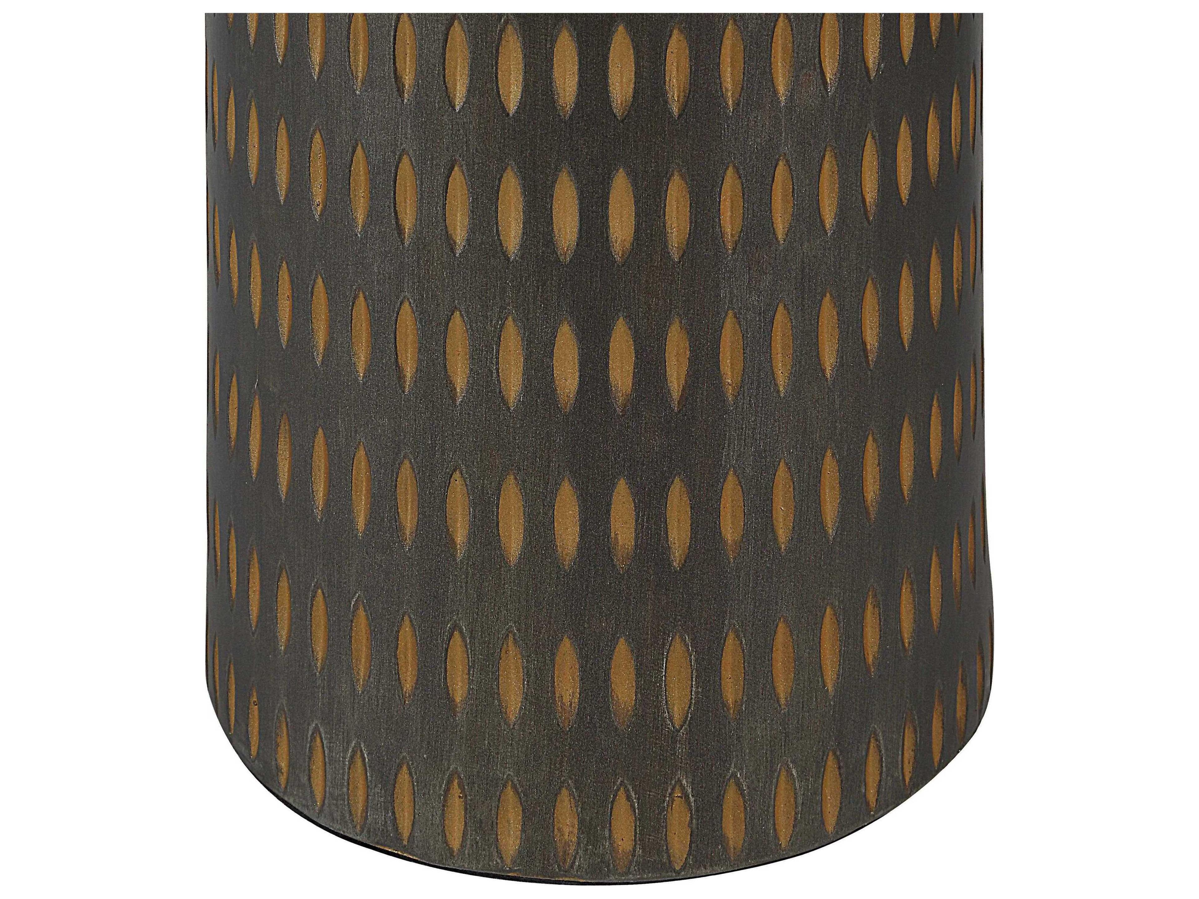 Renwil Crake Painted Dark Brown Oatmeal Linen Floor Lamp