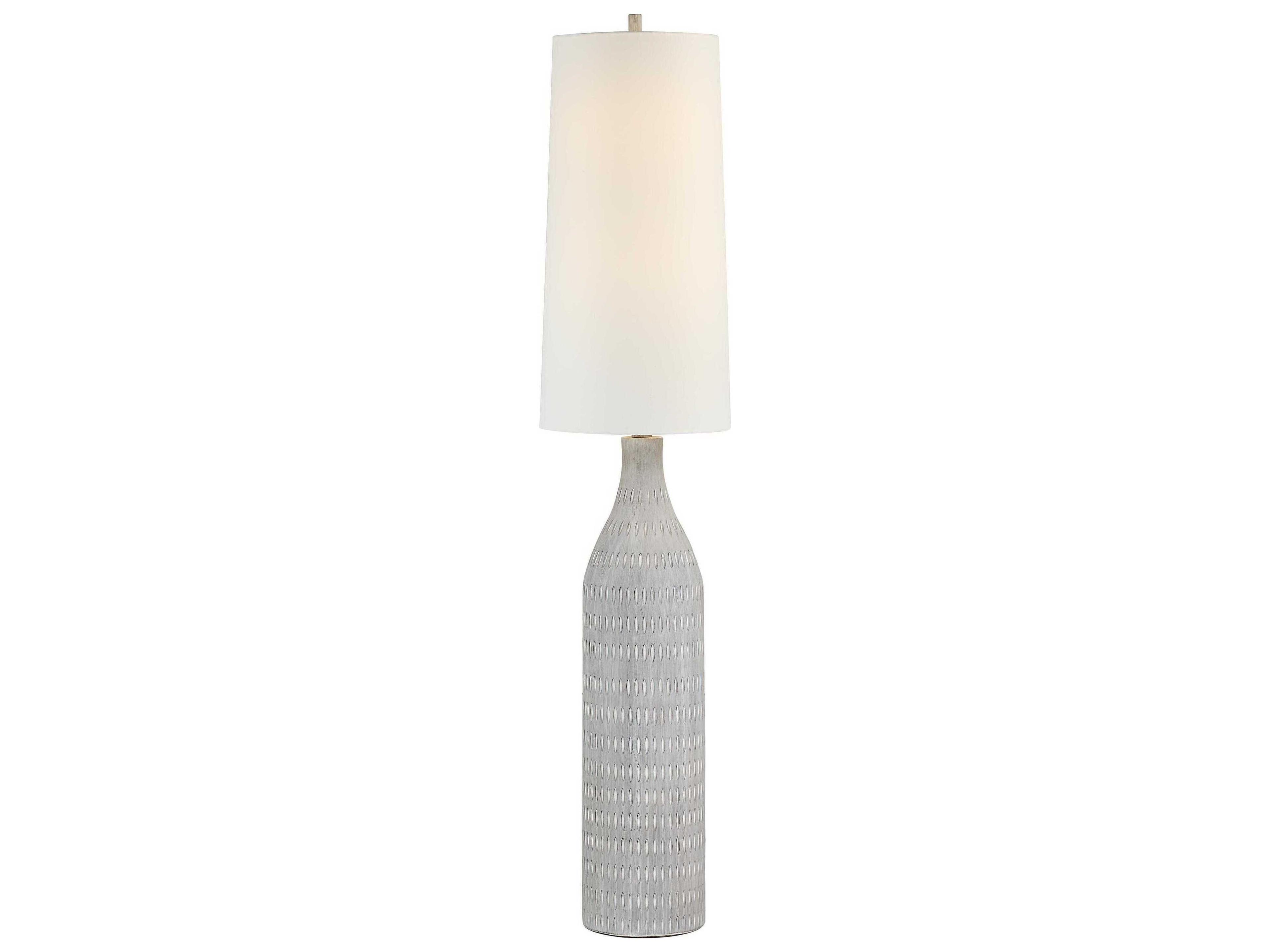 Renwil Crimsom Painted Cream Ivory Linen Off White Floor Lamp