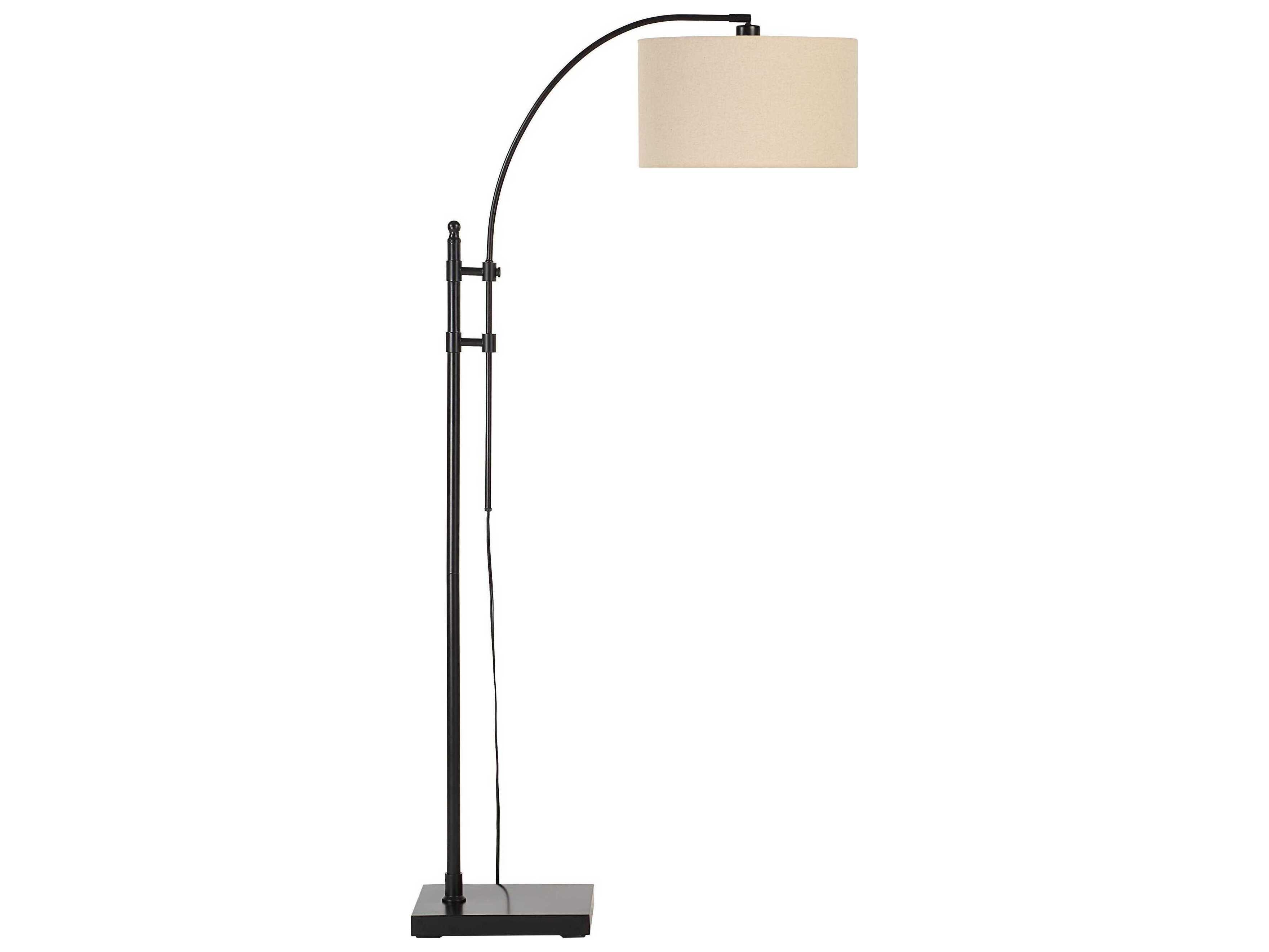 Renwil Crystal Powder Coated Matte Black Oatmeal Linen Floor Lamp