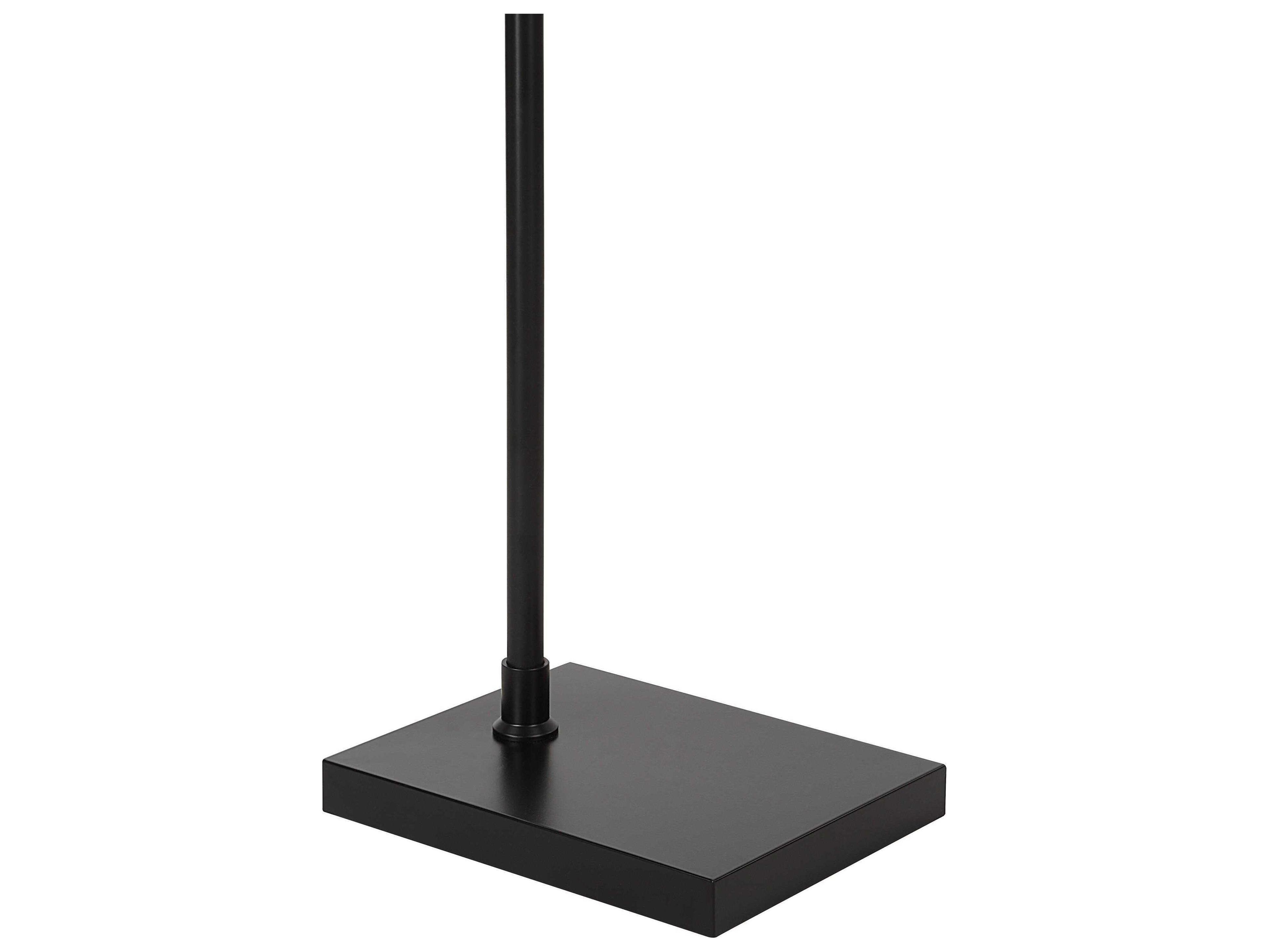 Renwil Crystal Powder Coated Matte Black Oatmeal Linen Floor Lamp