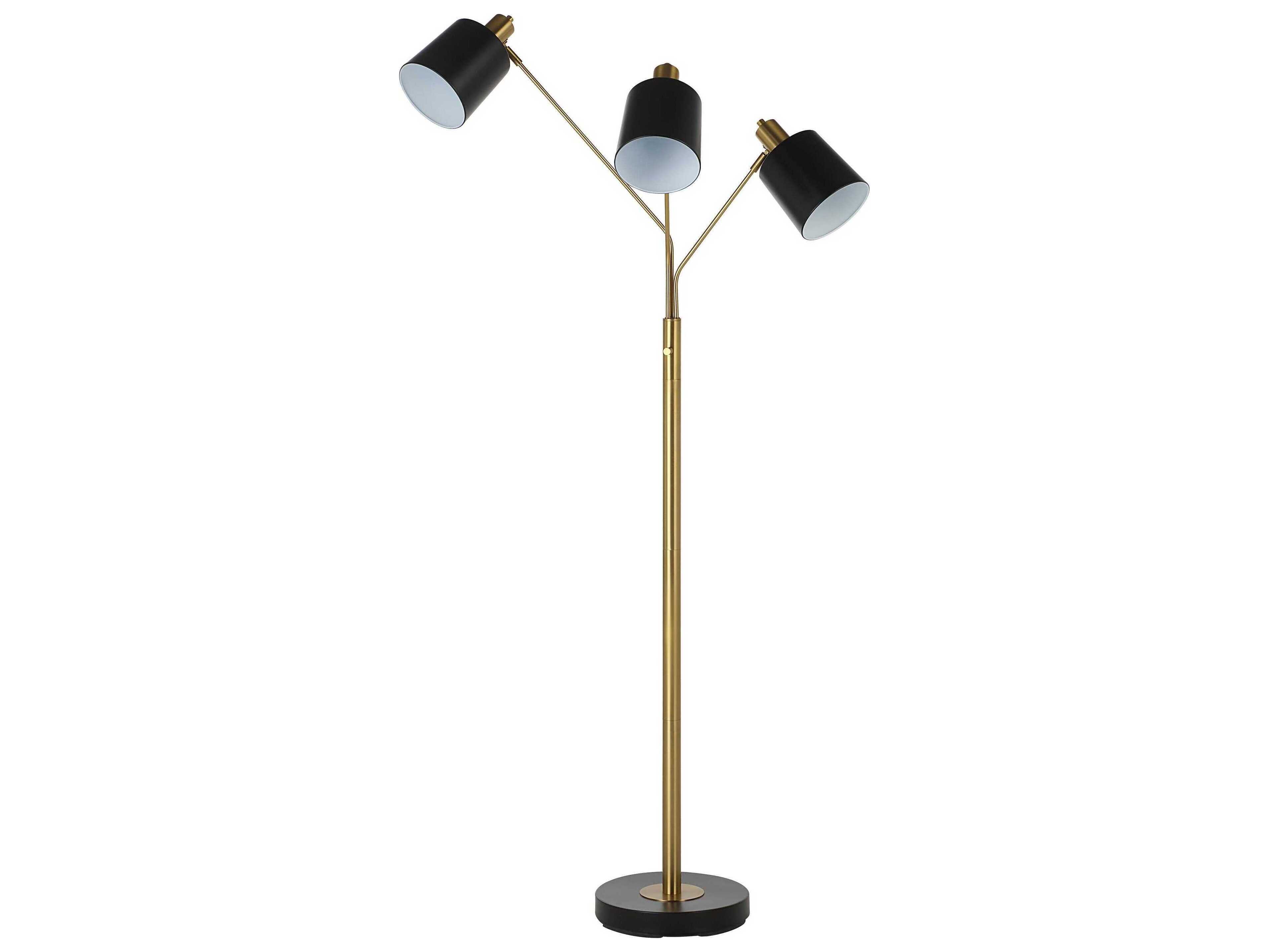Renwil Meander Plated Brass Powder Coated Matte Black Iron Floor Lamp