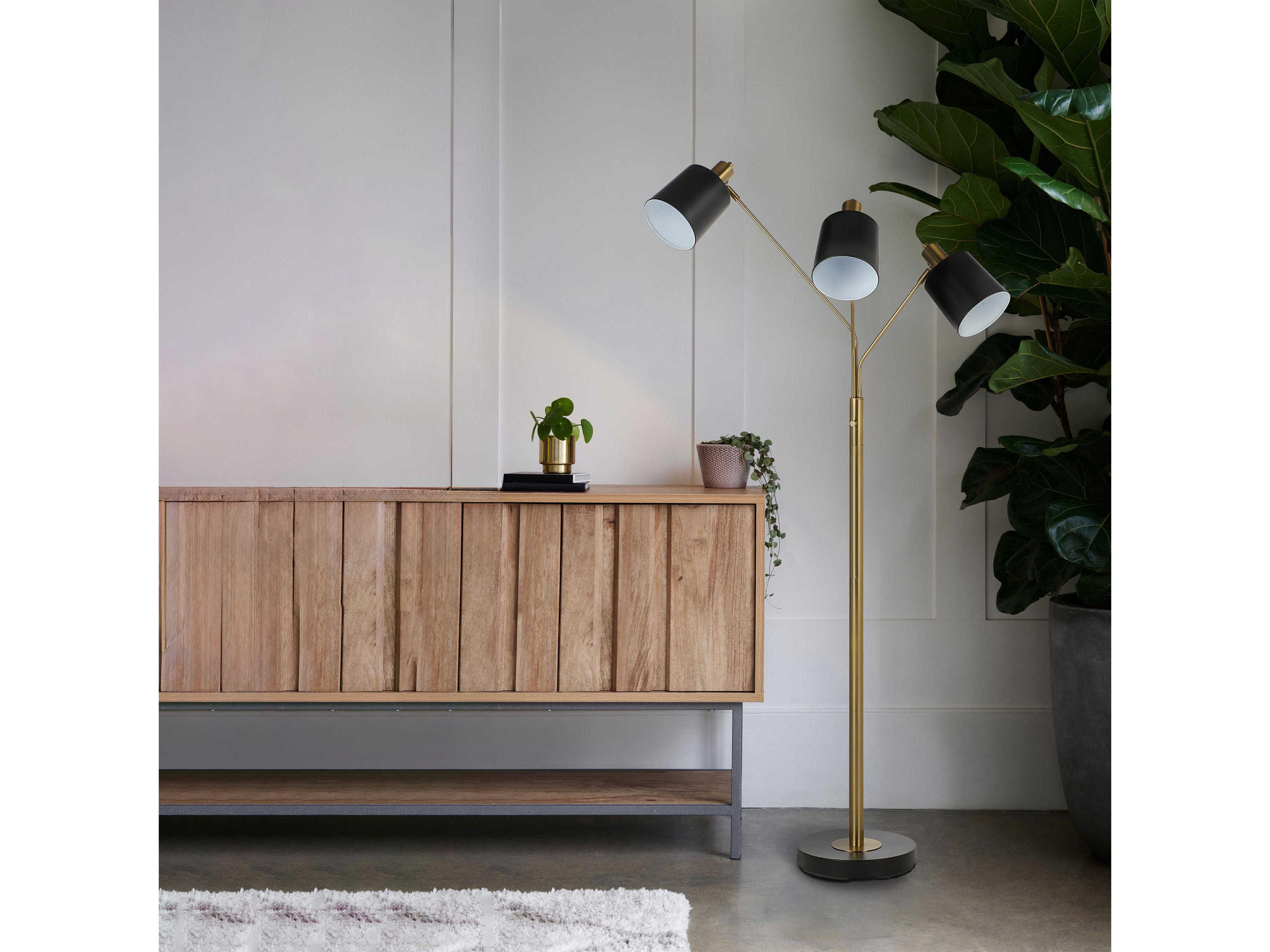 Renwil Meander Plated Brass Powder Coated Matte Black Iron Floor Lamp