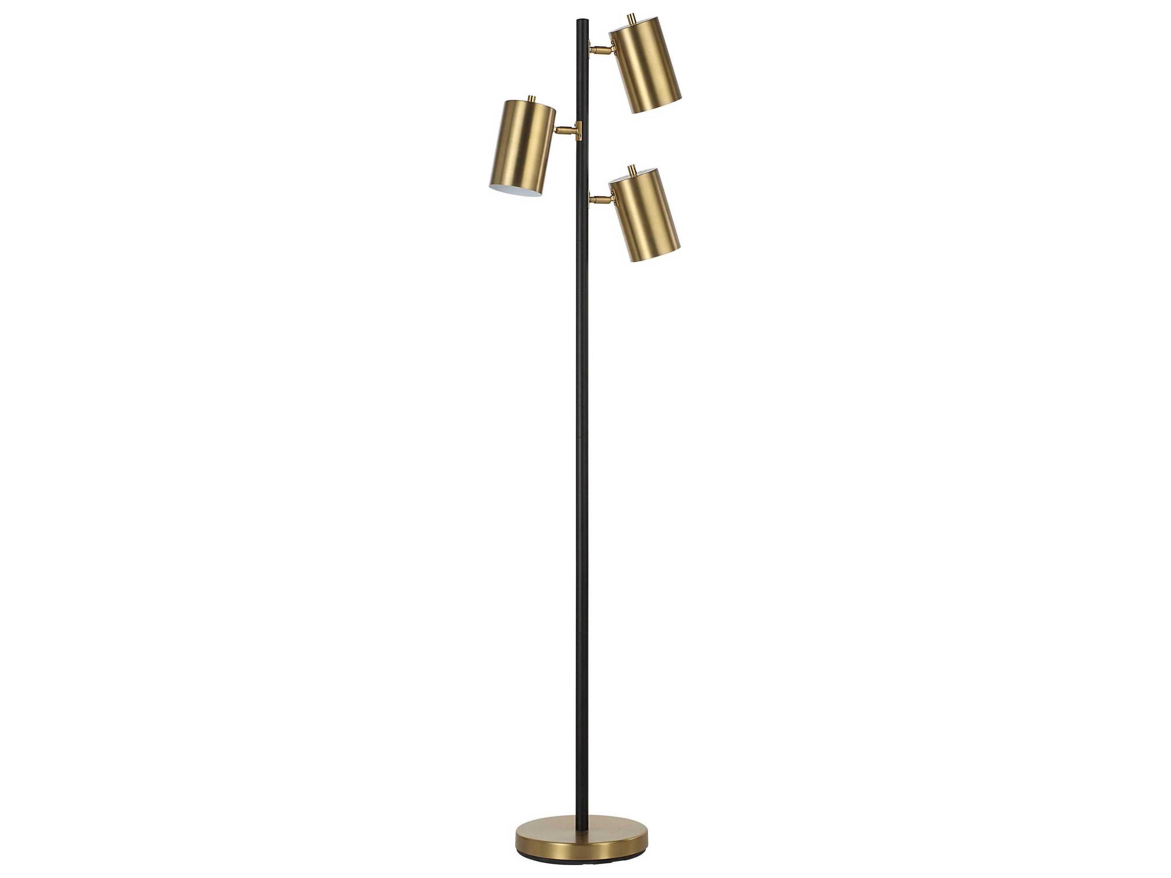Renwil Mosaic Powder Coated Matte Black Plated Brushed Brass Iron Floor Lamp