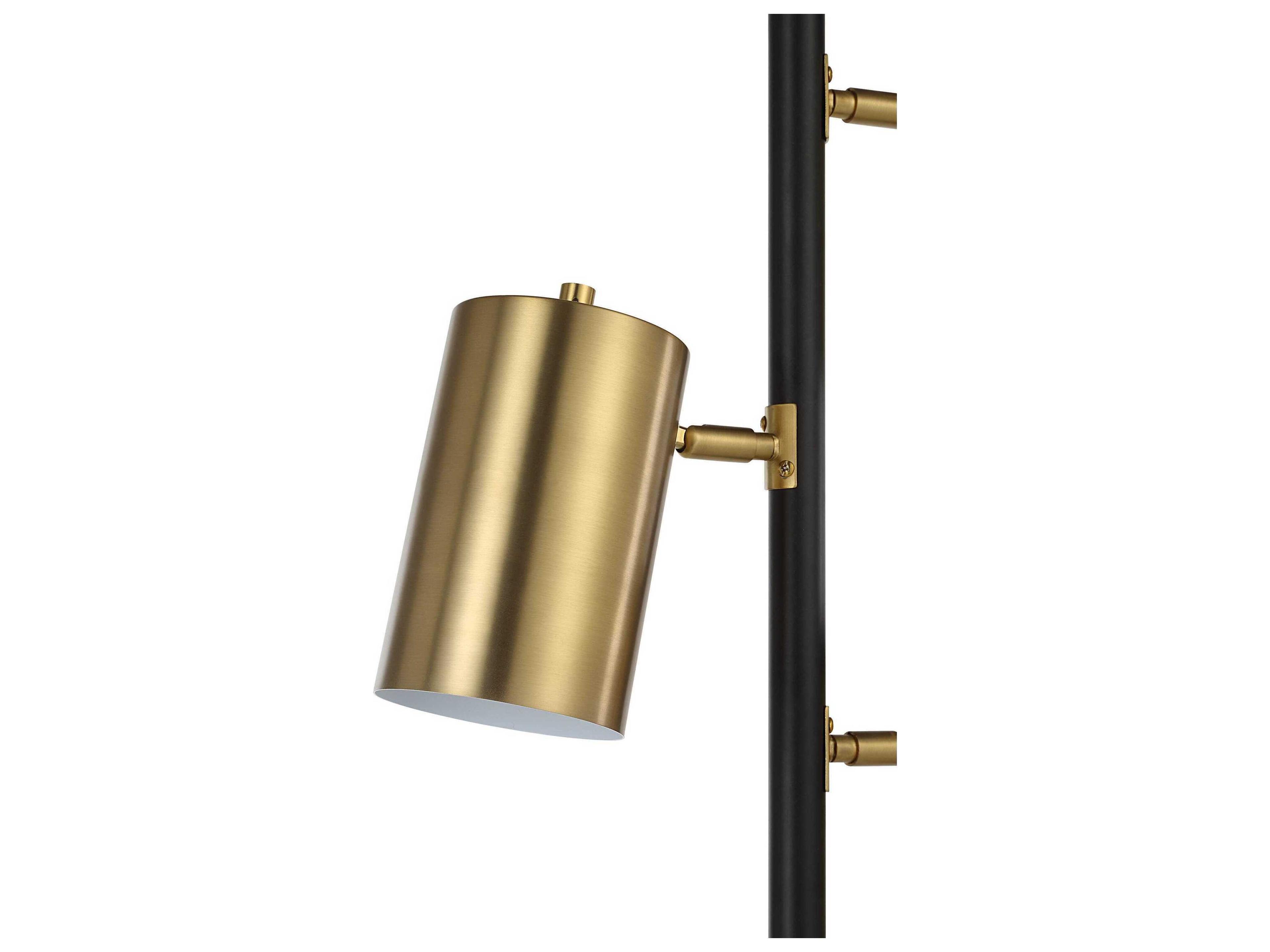 Renwil Mosaic Powder Coated Matte Black Plated Brushed Brass Iron Floor Lamp