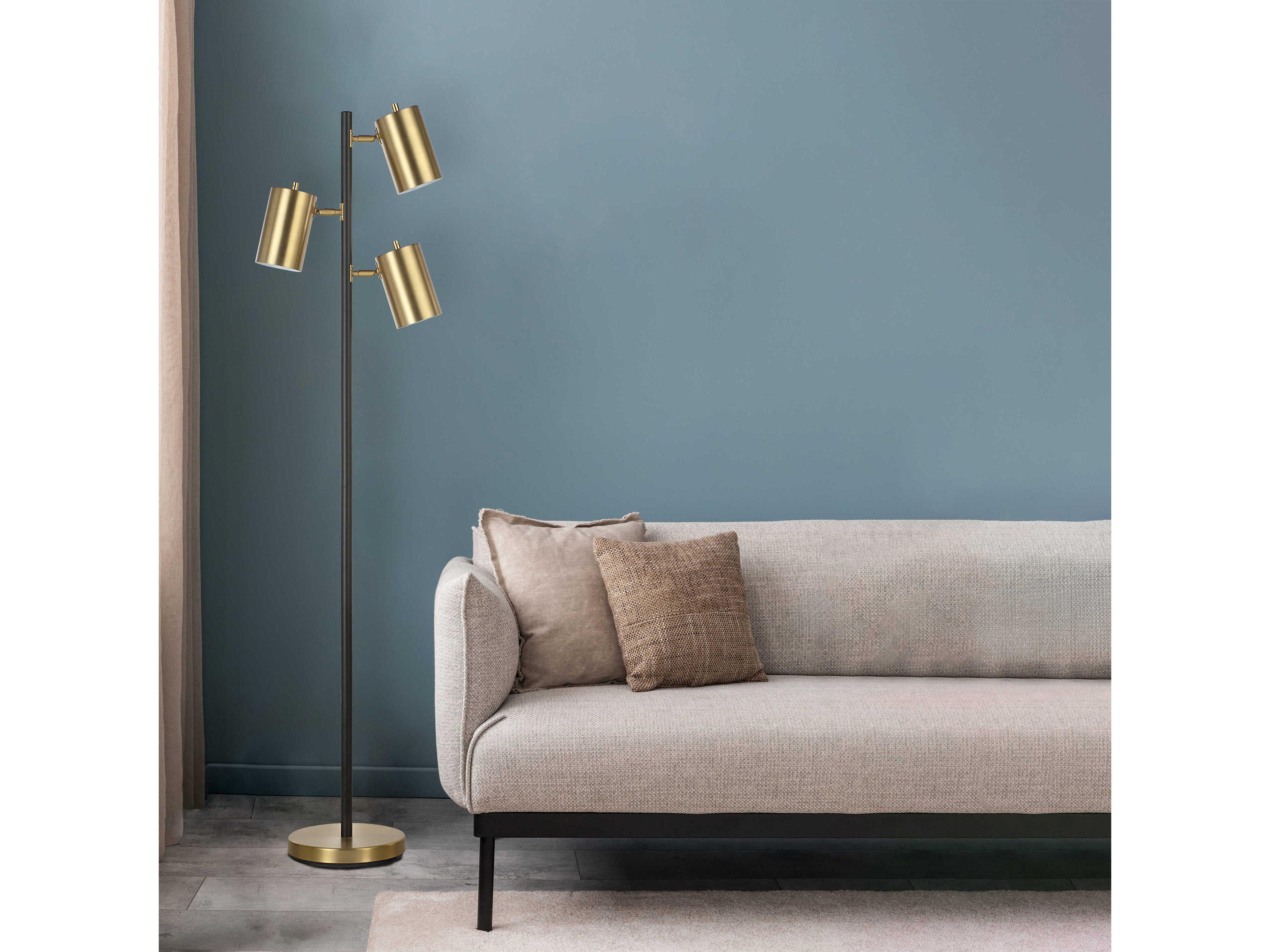 Renwil Mosaic Powder Coated Matte Black Plated Brushed Brass Iron Floor Lamp