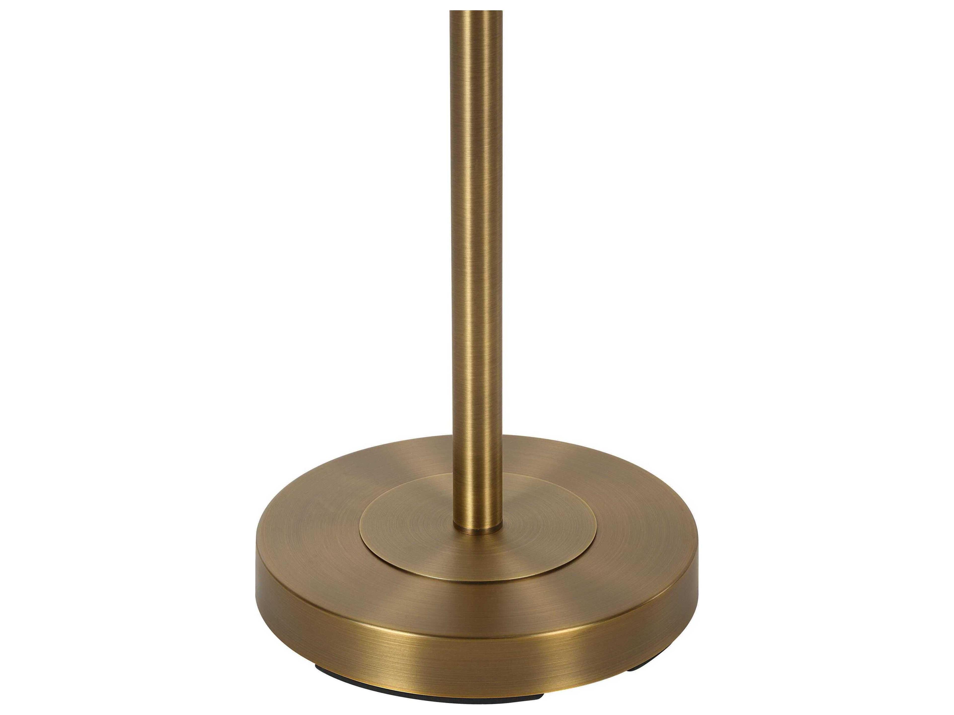 Renwil Moulton Plated Dark Antique Brushed Brass Ivory Linen Floor Lamp