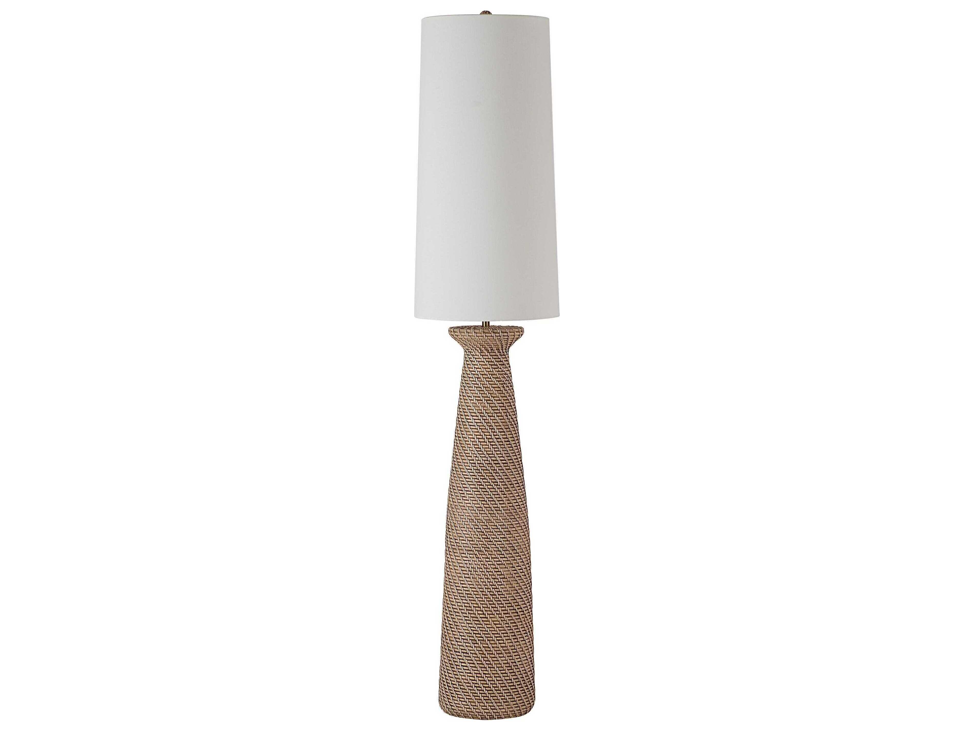 Renwil Nathalie Painted Cream White Wash Ivory Linen Brown Floor Lamp