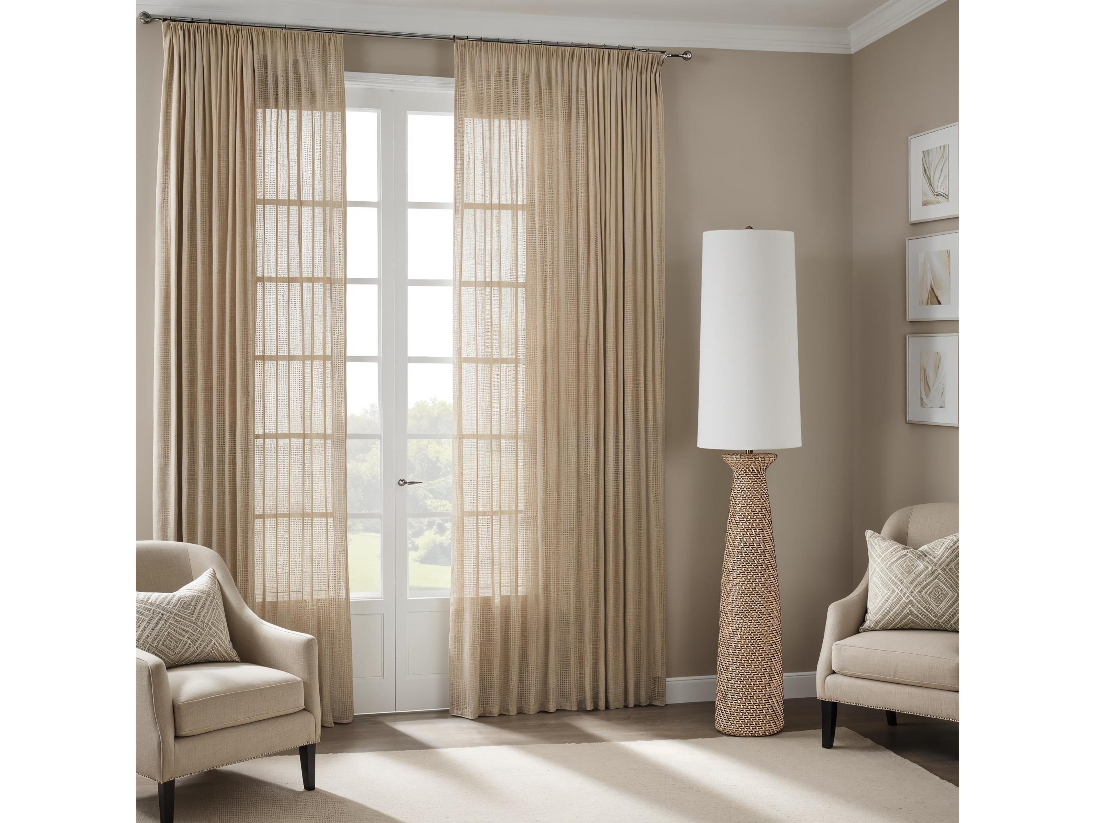 Renwil Nathalie Painted Cream White Wash Ivory Linen Brown Floor Lamp