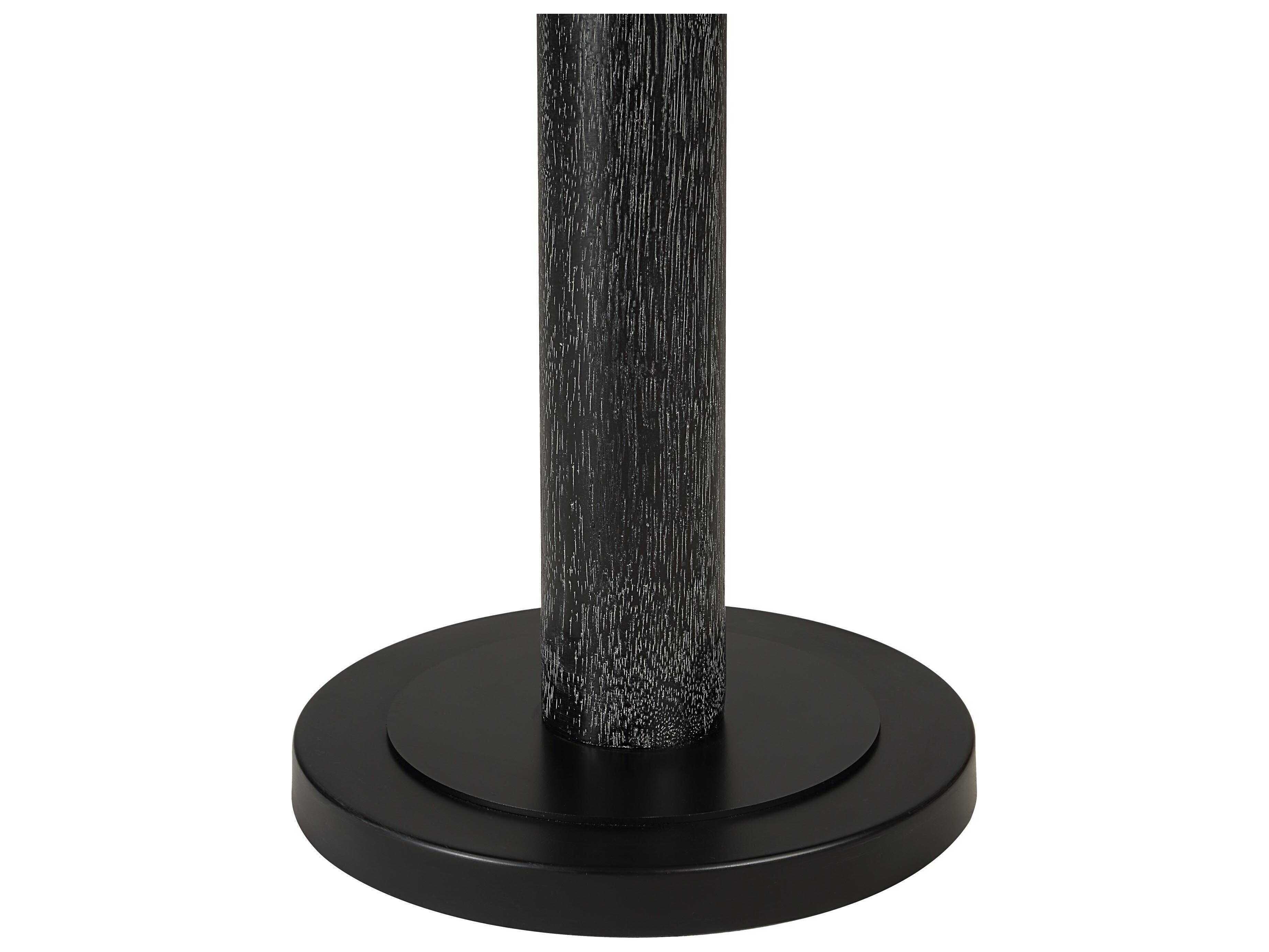 Renwil Pheonix Painted Matte Black Wash Cream Linen Floor Lamp