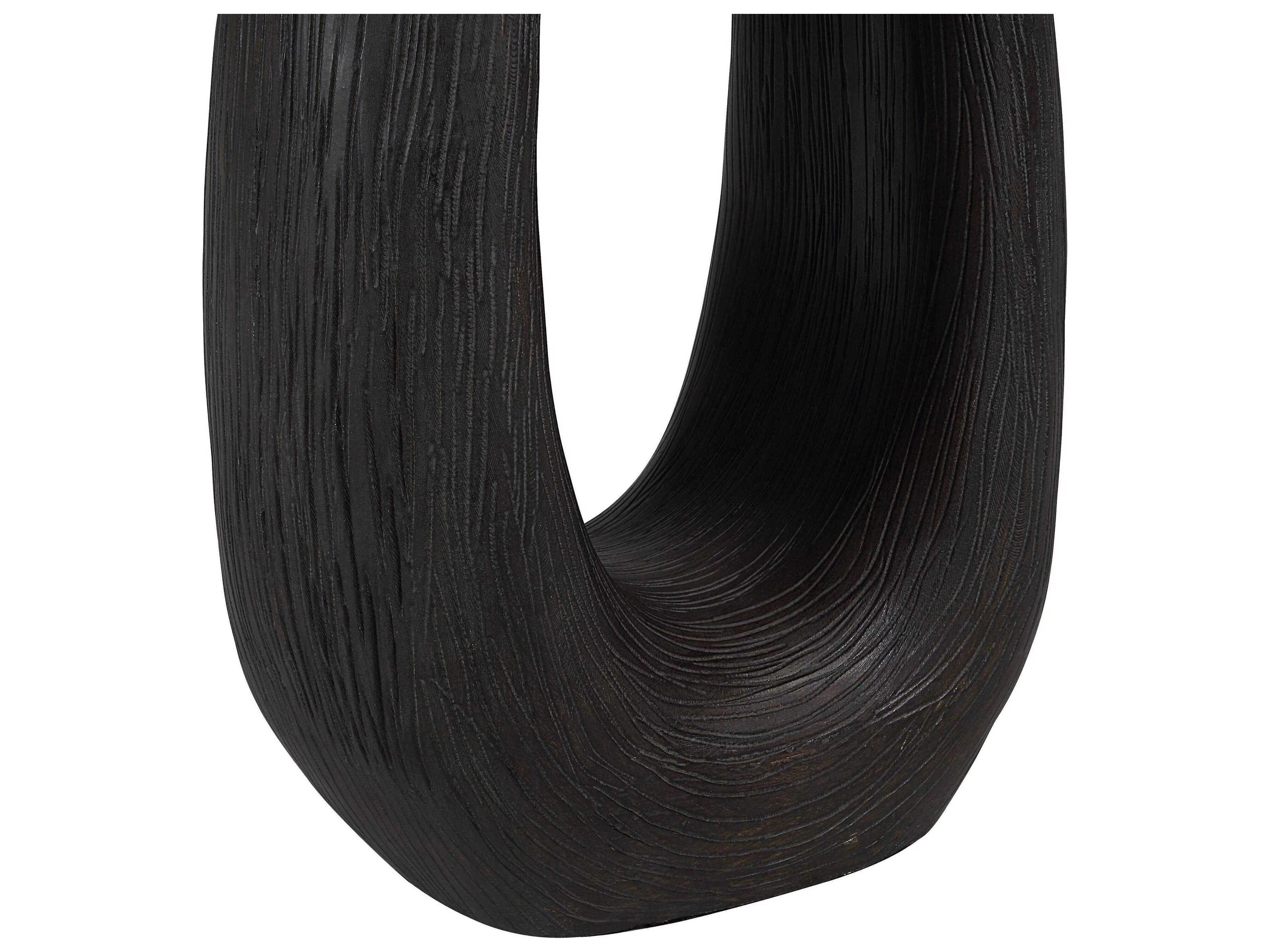 Renwil Cornelia Painted Dark Walnut Ivory Linen Black Floor Lamp