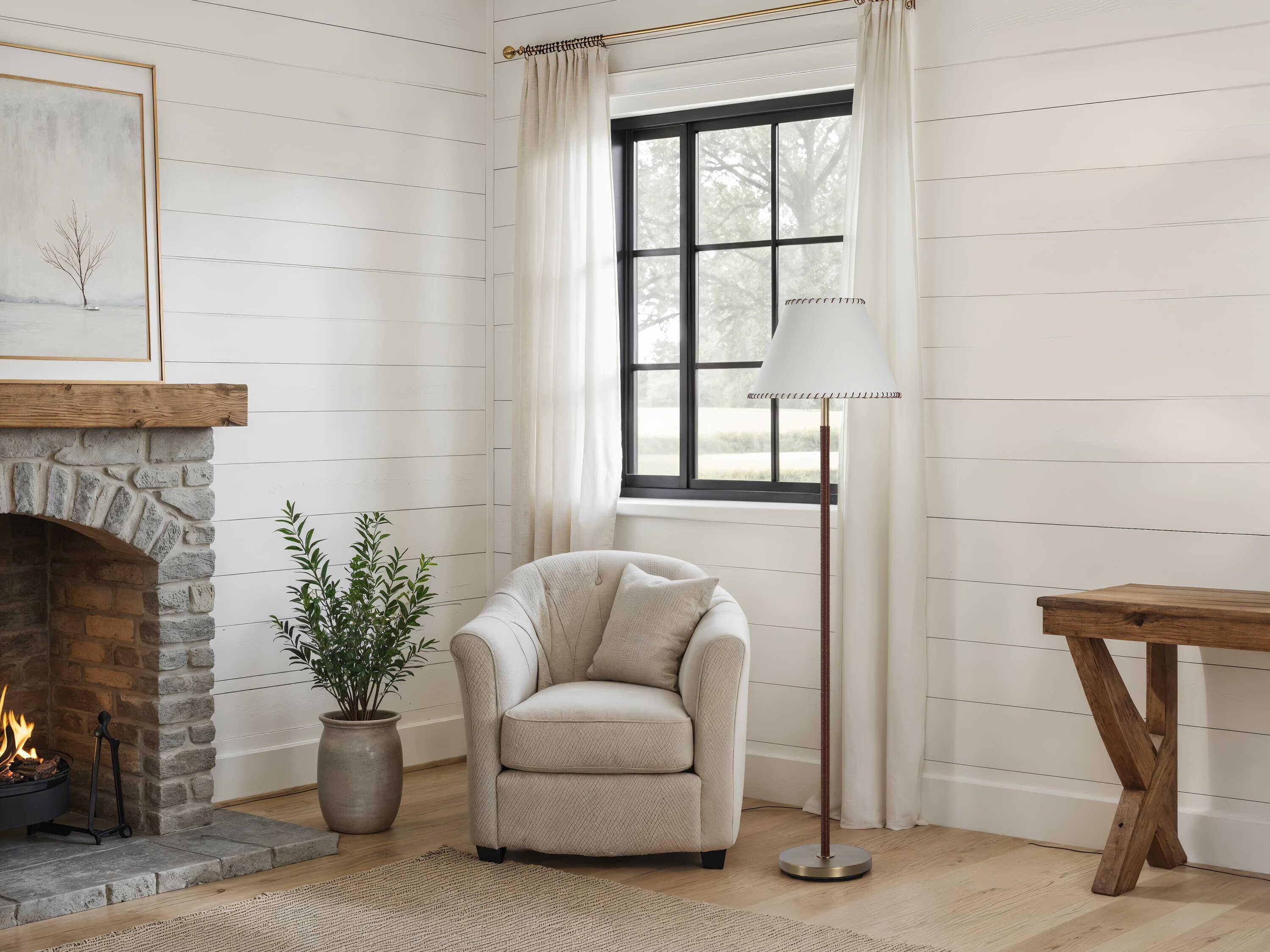 Renwil Elea Dark Antique Brushed Brass Floor Lamp