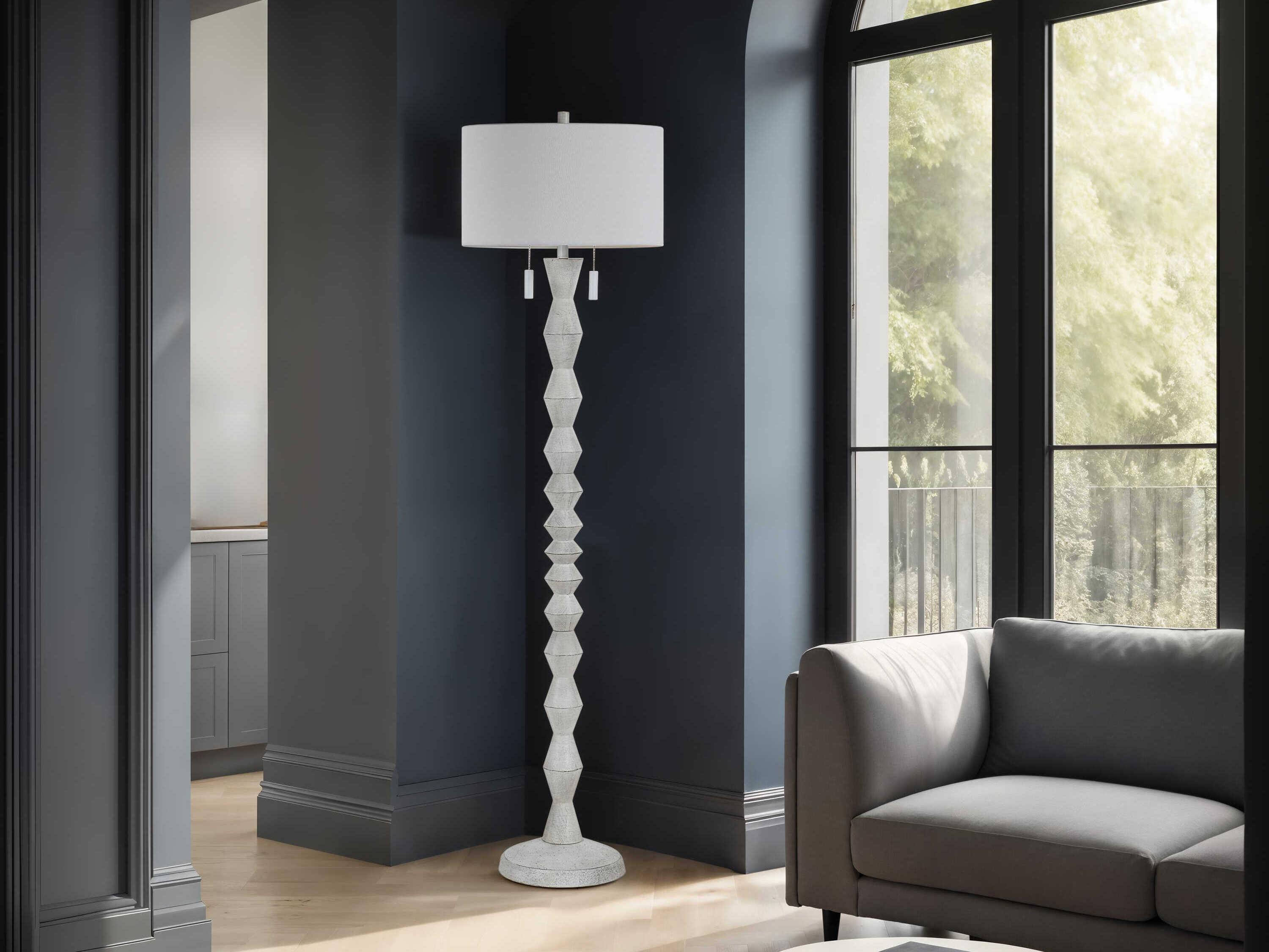 Renwil Sorriso White Wood Texture Floor Lamp