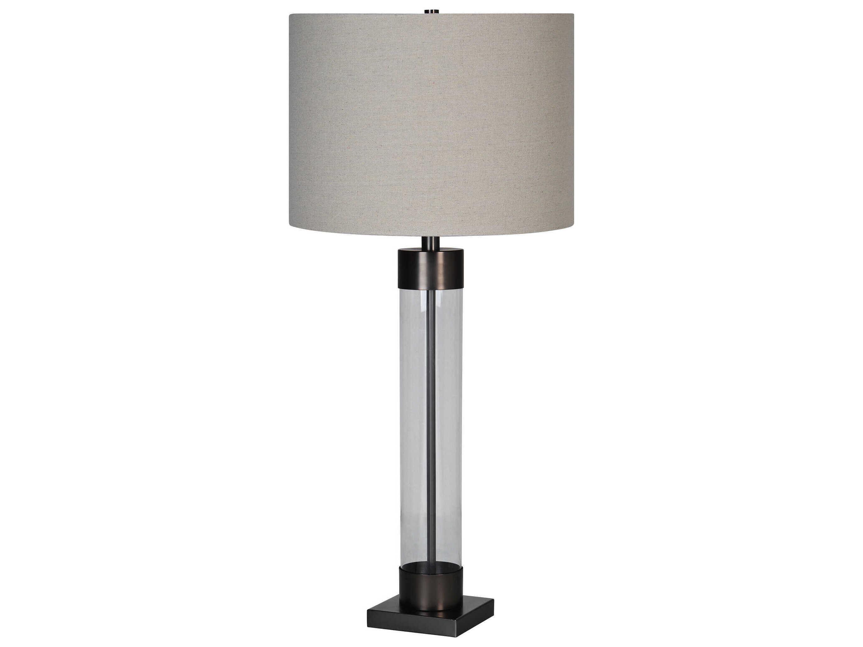 Renwil Meredith Clear Beige Linen Buffet Lamp