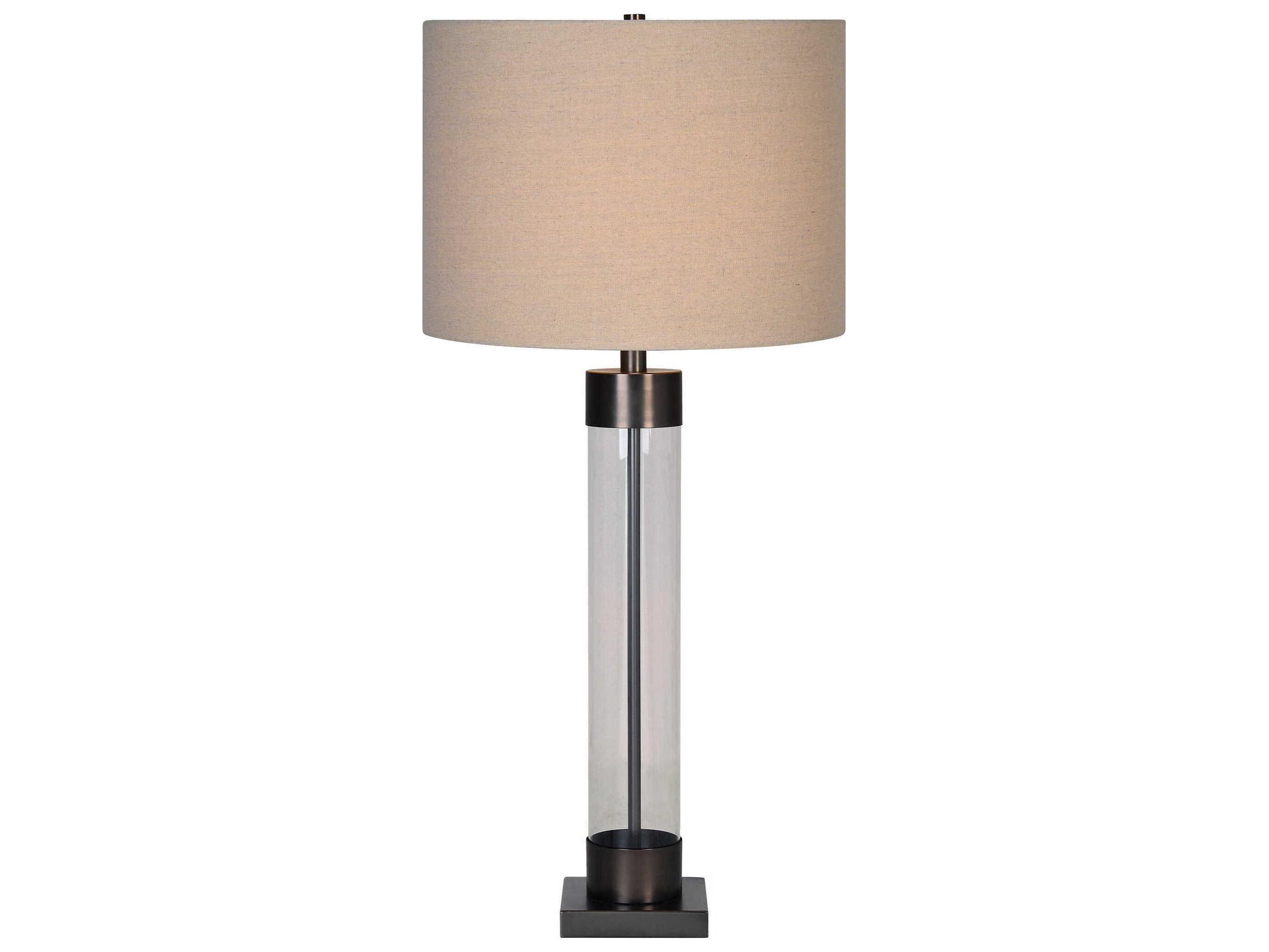 Renwil Meredith Clear Beige Linen Buffet Lamp