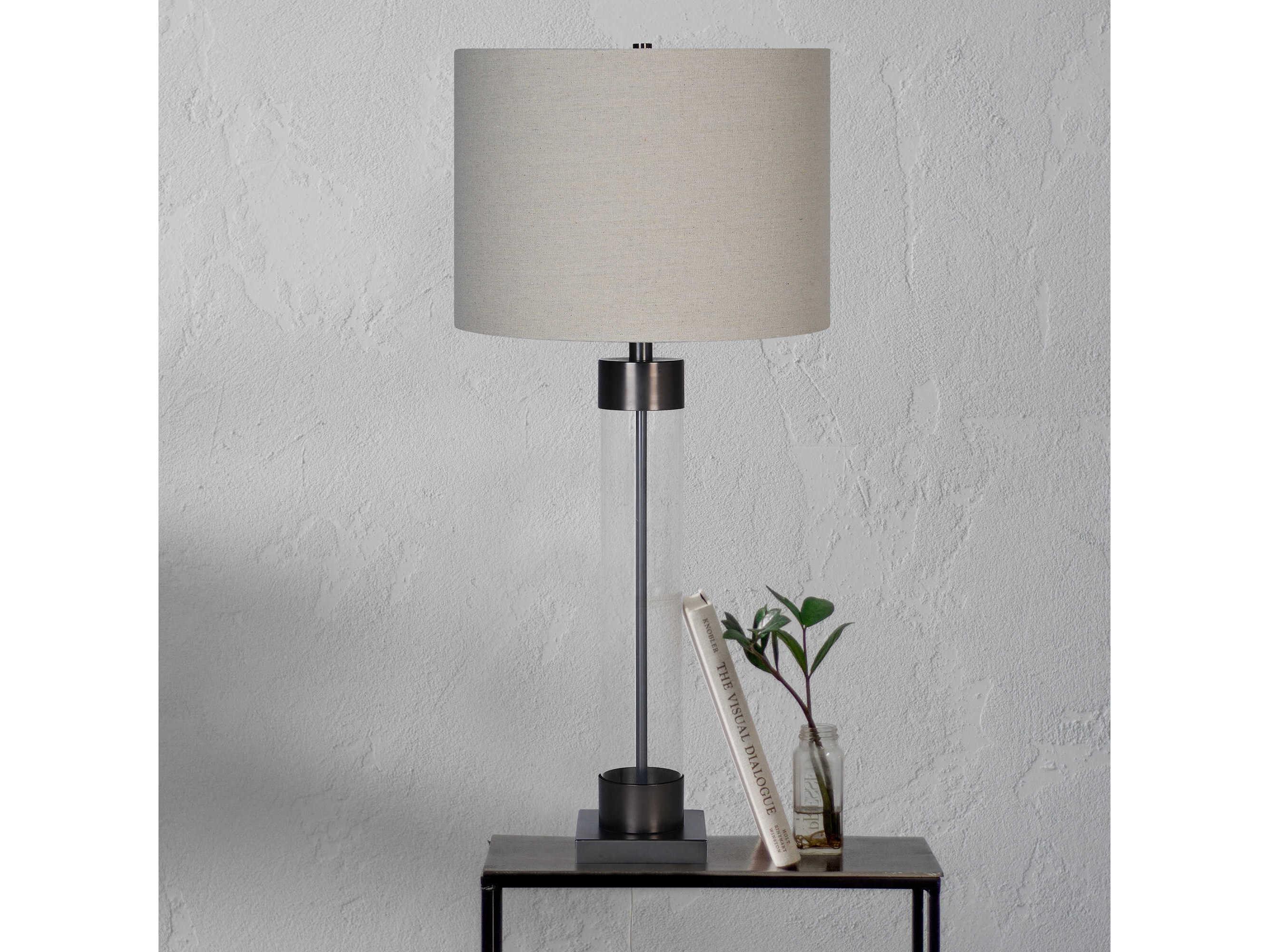 Renwil Meredith Clear Beige Linen Buffet Lamp