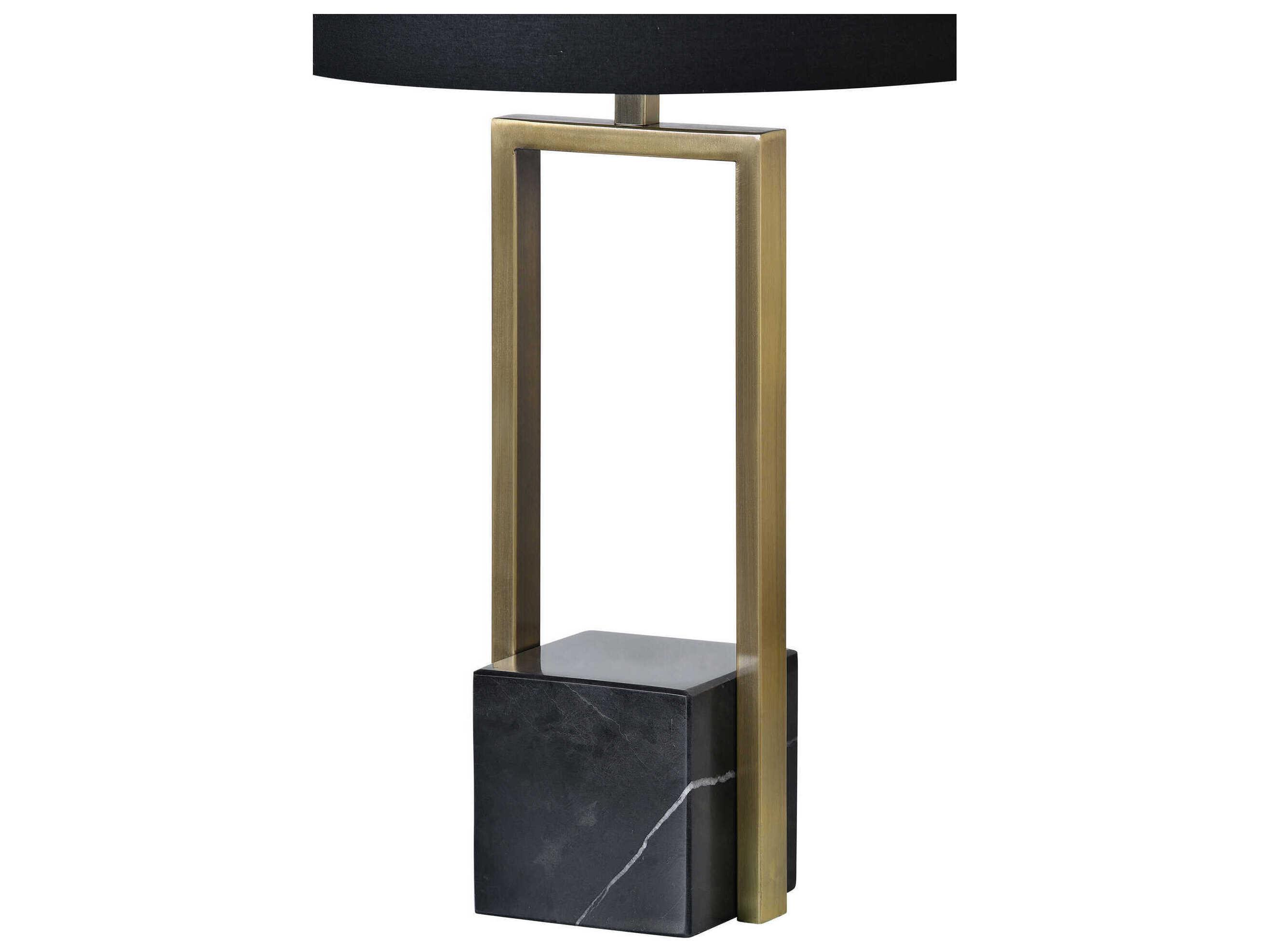 Renwil Arla Antique Brass Black Cotton Buffet Lamp