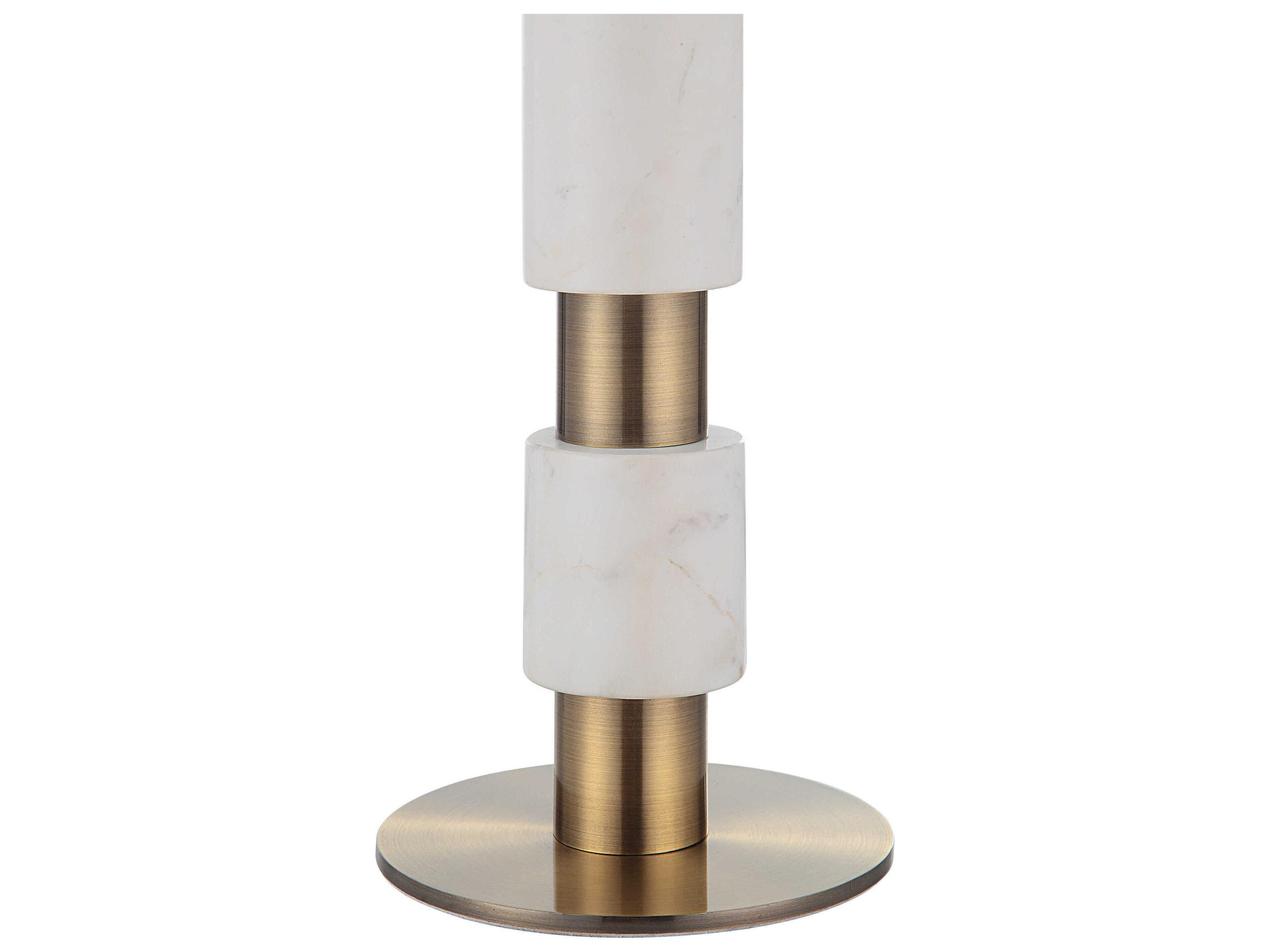 Renwil Pirot Honed White Antique Brushed Brass Buffet Lamp