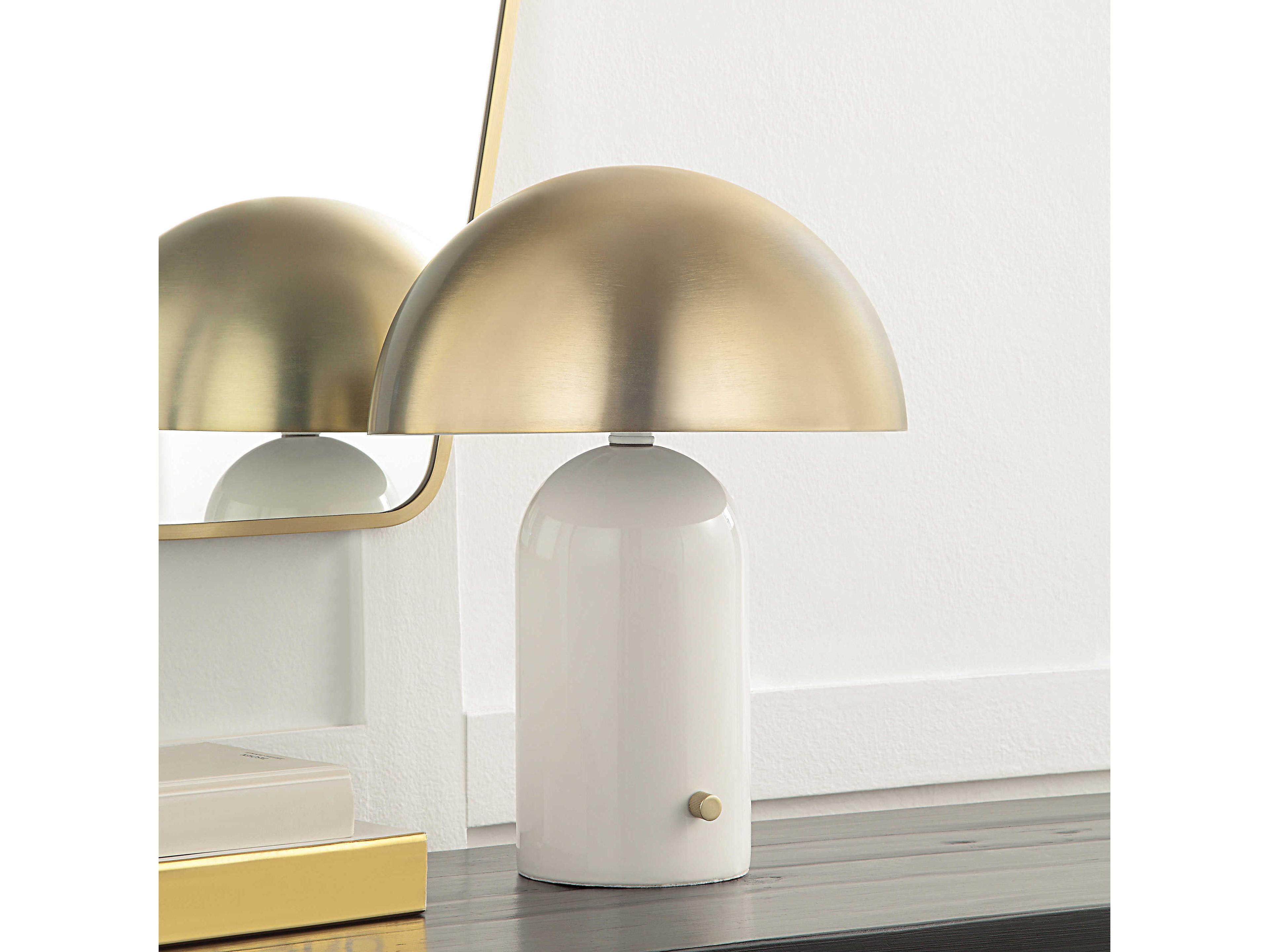 Renwil Solero Plated Champagne Iron Off White Table Lamp