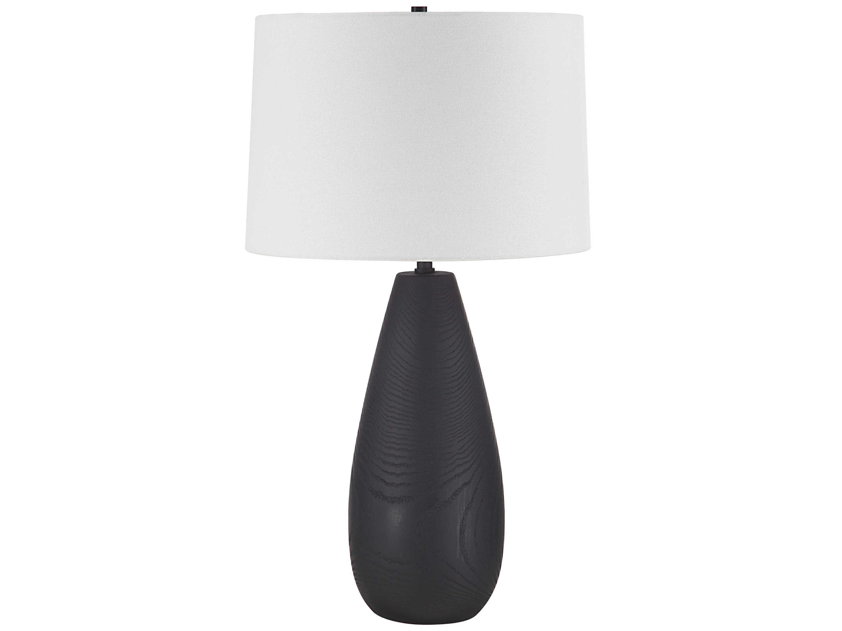 Renwil Tala Matte Black Ivory Linen Buffet Lamp
