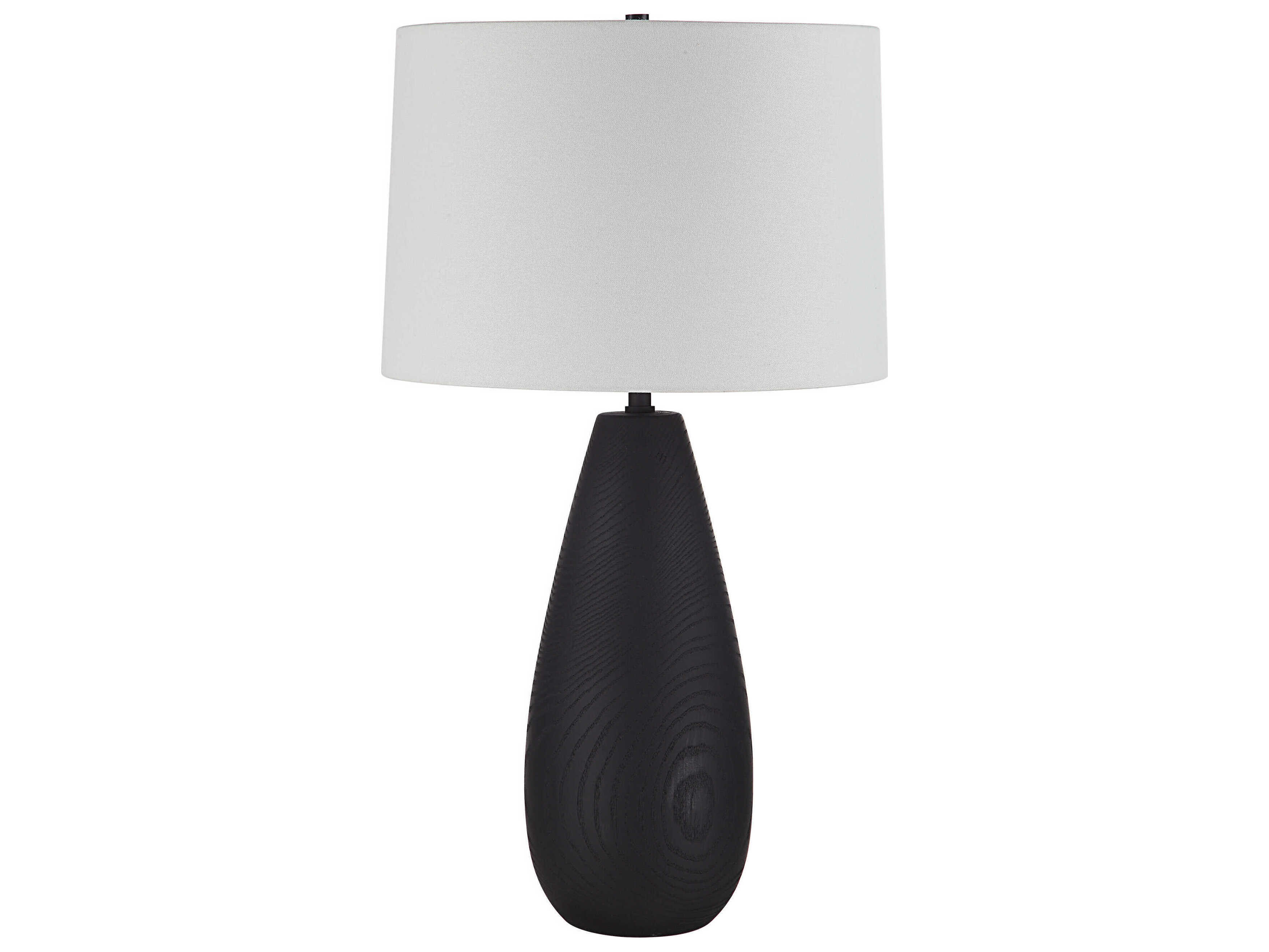 Renwil Tala Matte Black Ivory Linen Buffet Lamp