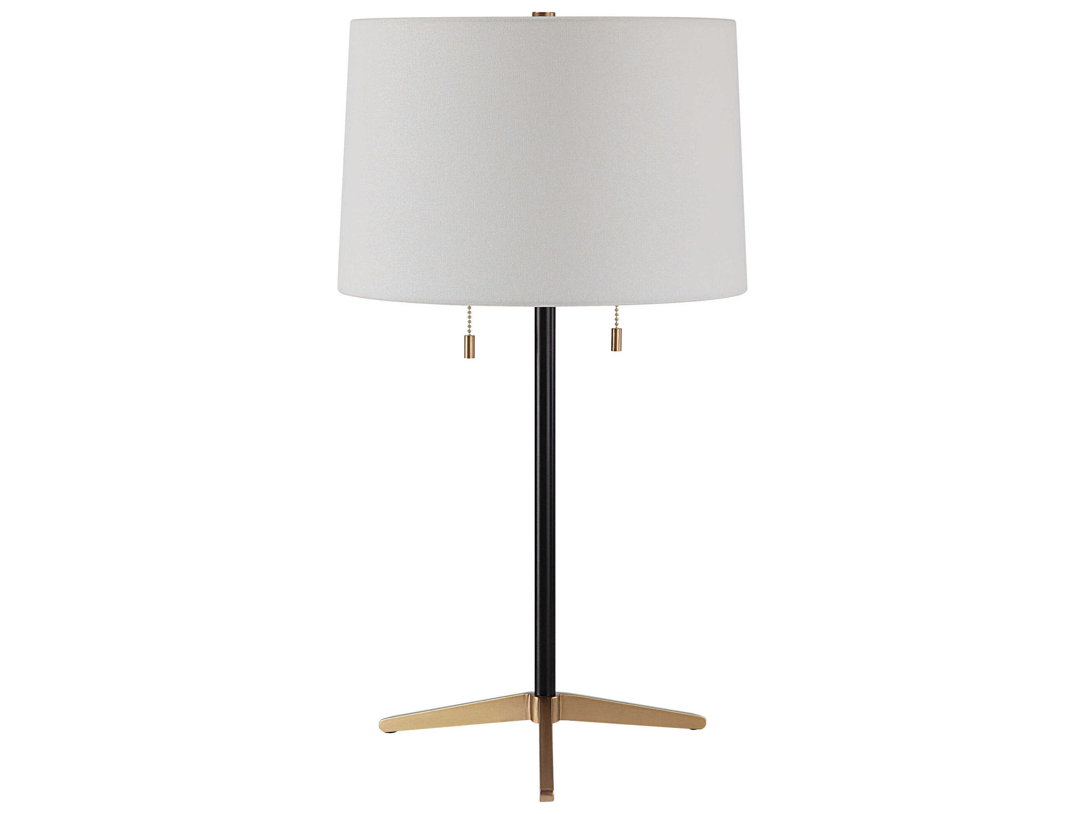 Renwil Orono Matte Black Ivory Linen Buffet Lamp Set of 2