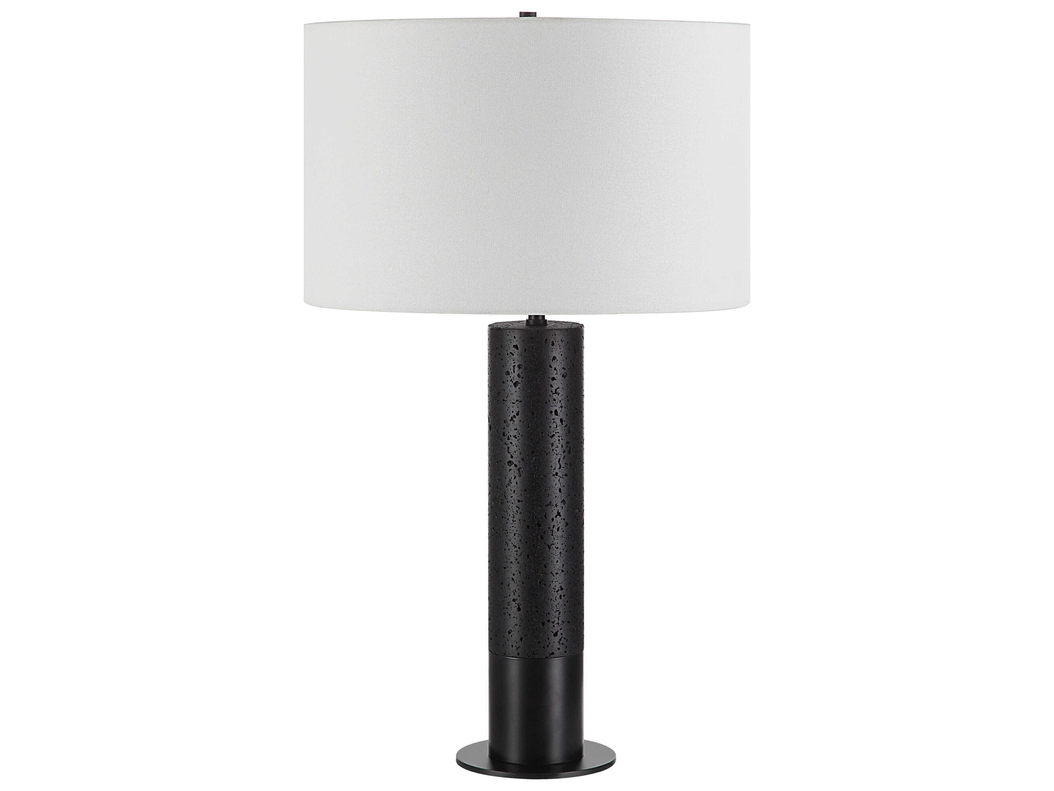 Renwil Kampen Matte Black Ivory Linen Buffet Lamp